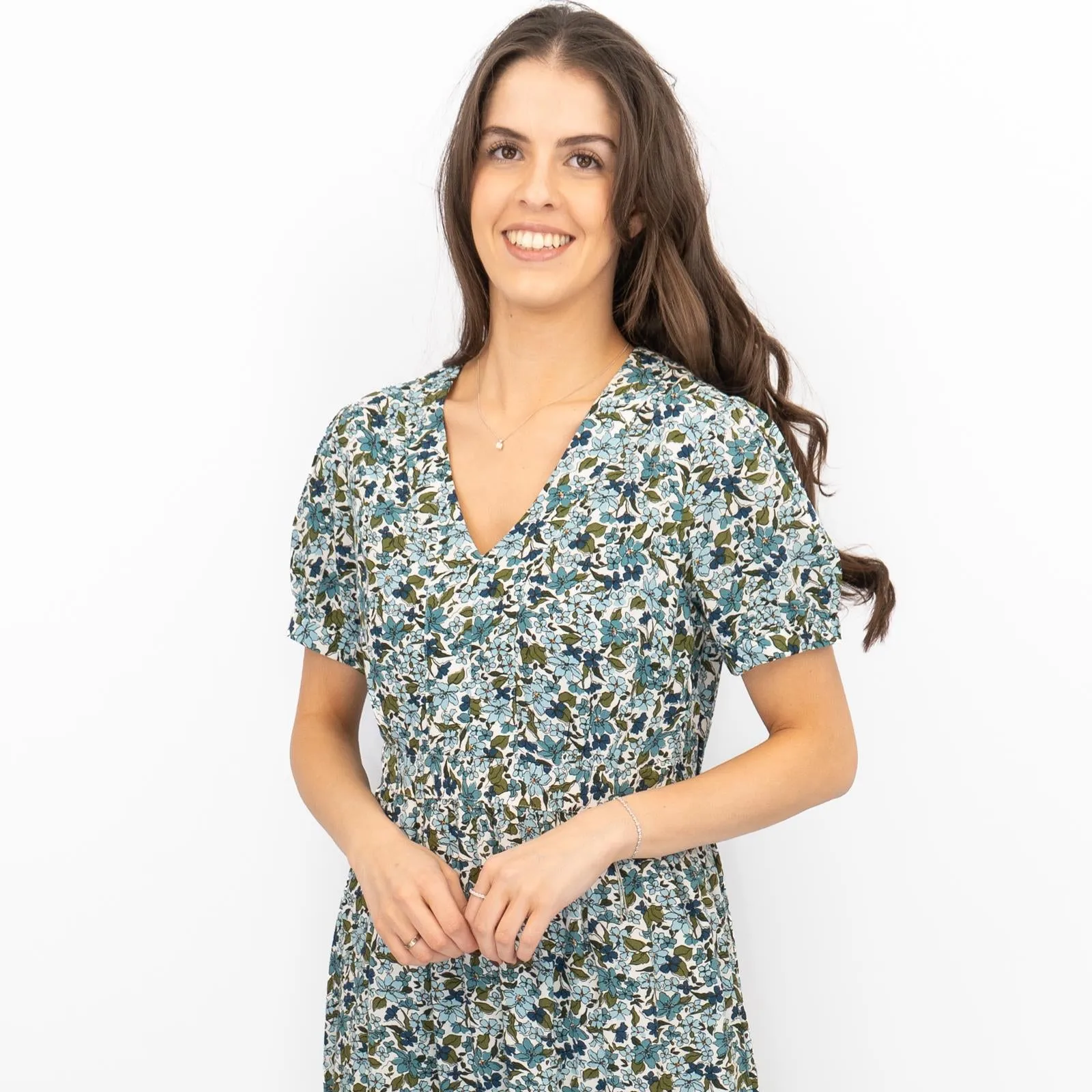 Seasalt Blue Tea Dress Birch Leaf Midaxi