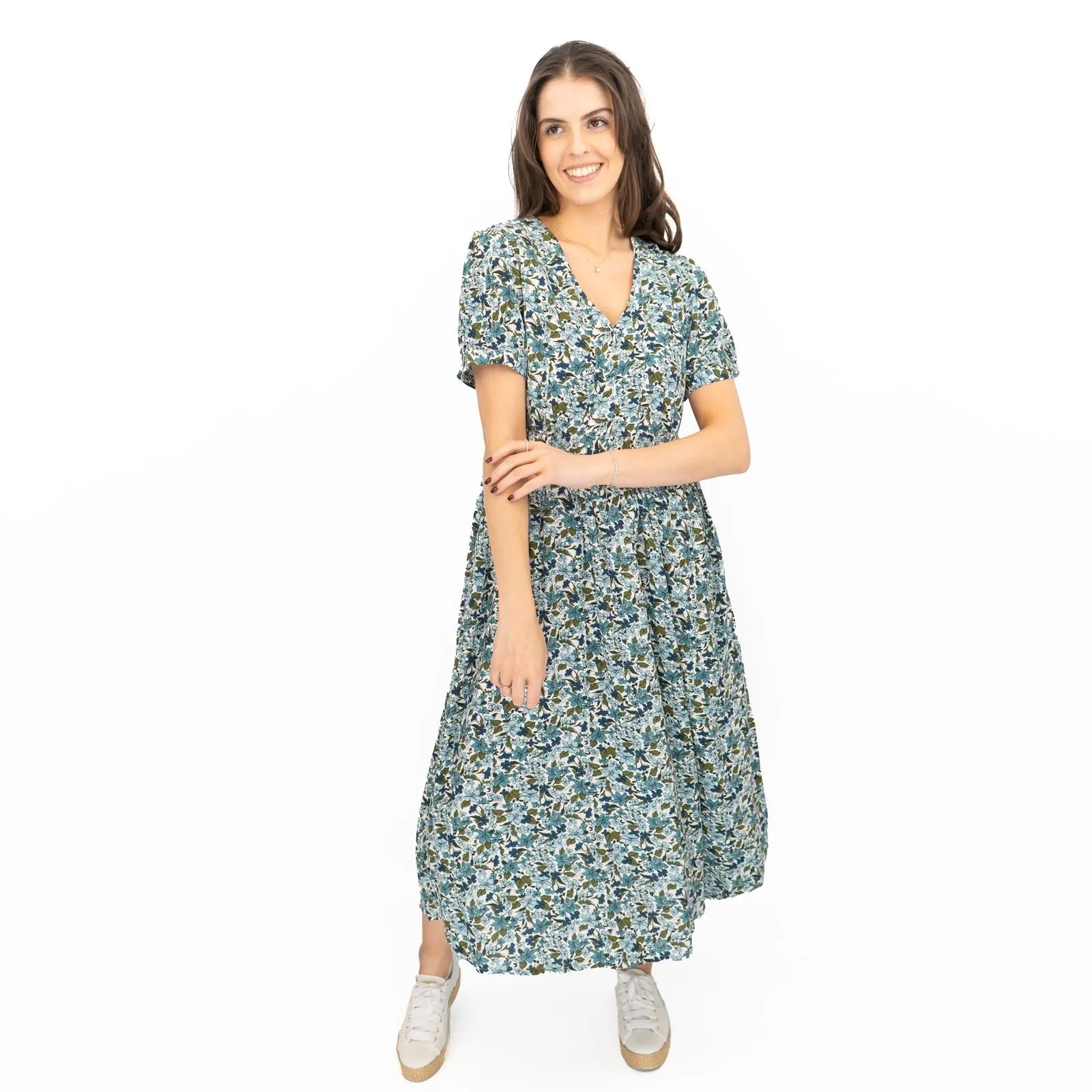 Seasalt Blue Tea Dress Birch Leaf Midaxi