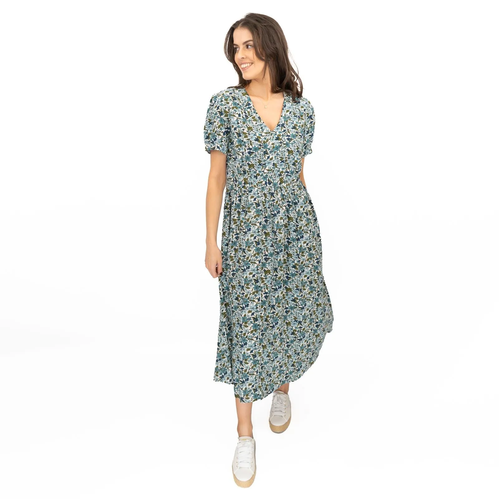 Seasalt Blue Tea Dress Birch Leaf Midaxi