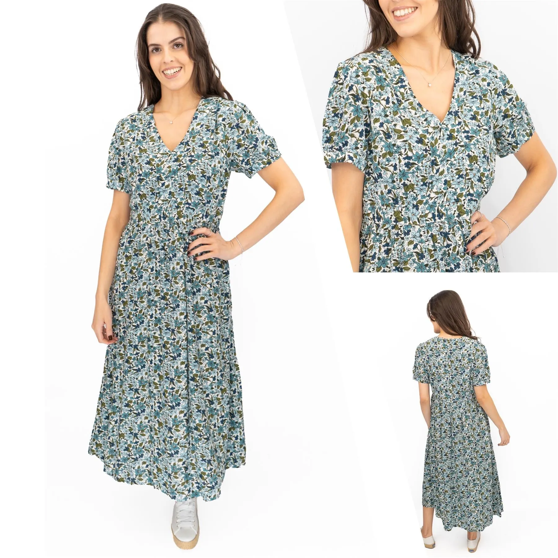 Seasalt Blue Tea Dress Birch Leaf Midaxi