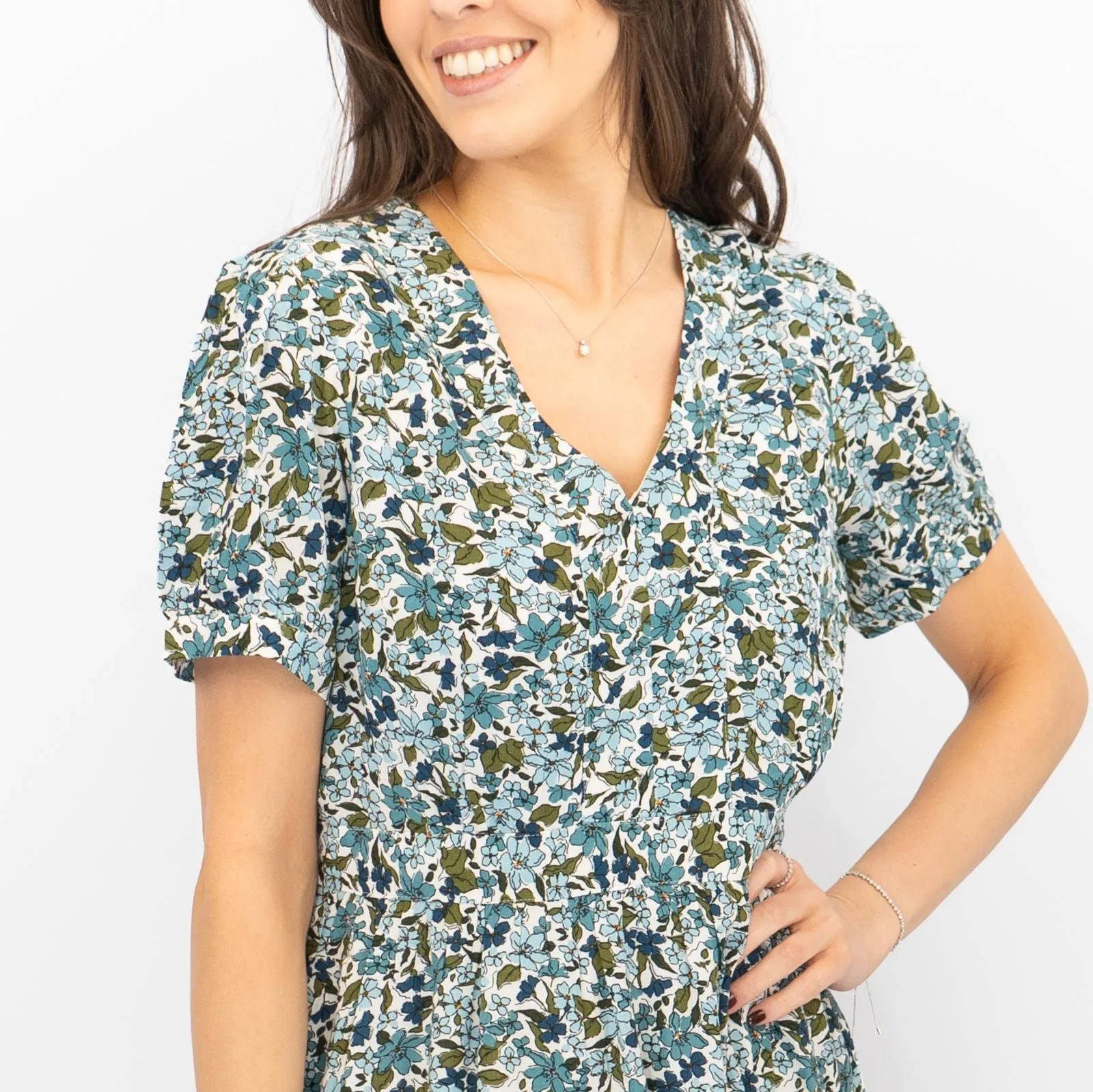 Seasalt Blue Tea Dress Birch Leaf Midaxi