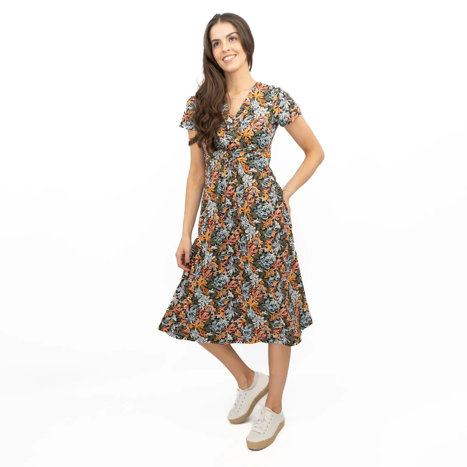 Seasalt Chapelle Midi Dress Honeysuckle Maritime Print