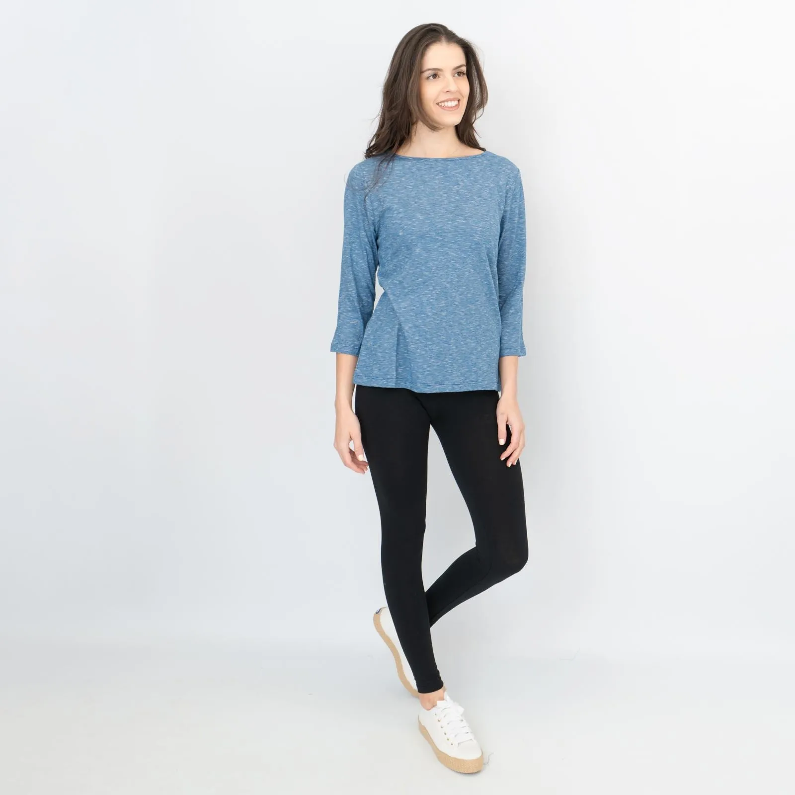 Seasalt Drawing Ink Top Blue Striped 3/4 Sleeve Blouse