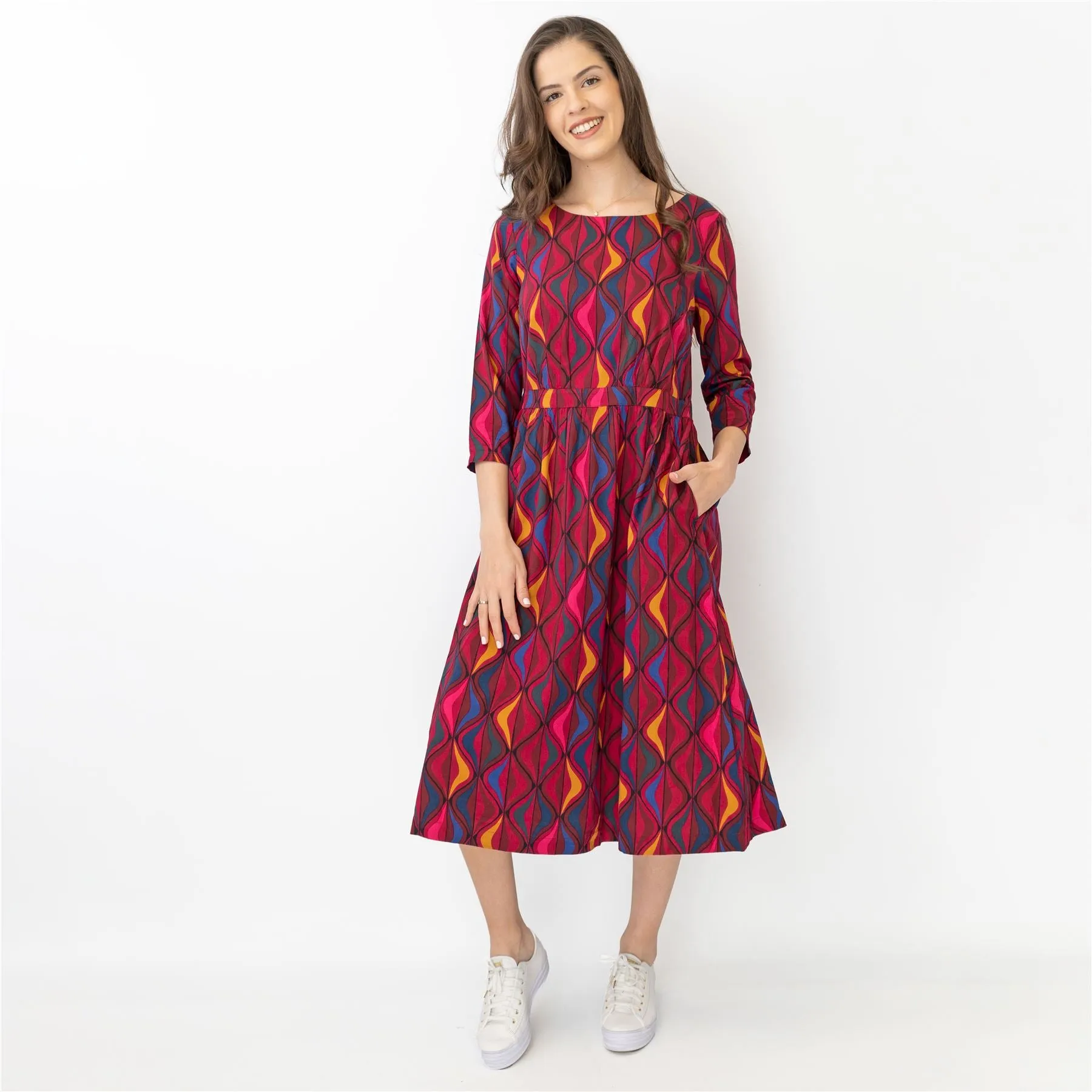 Seasalt Forestry Dress Festive Ribbons Red Ship