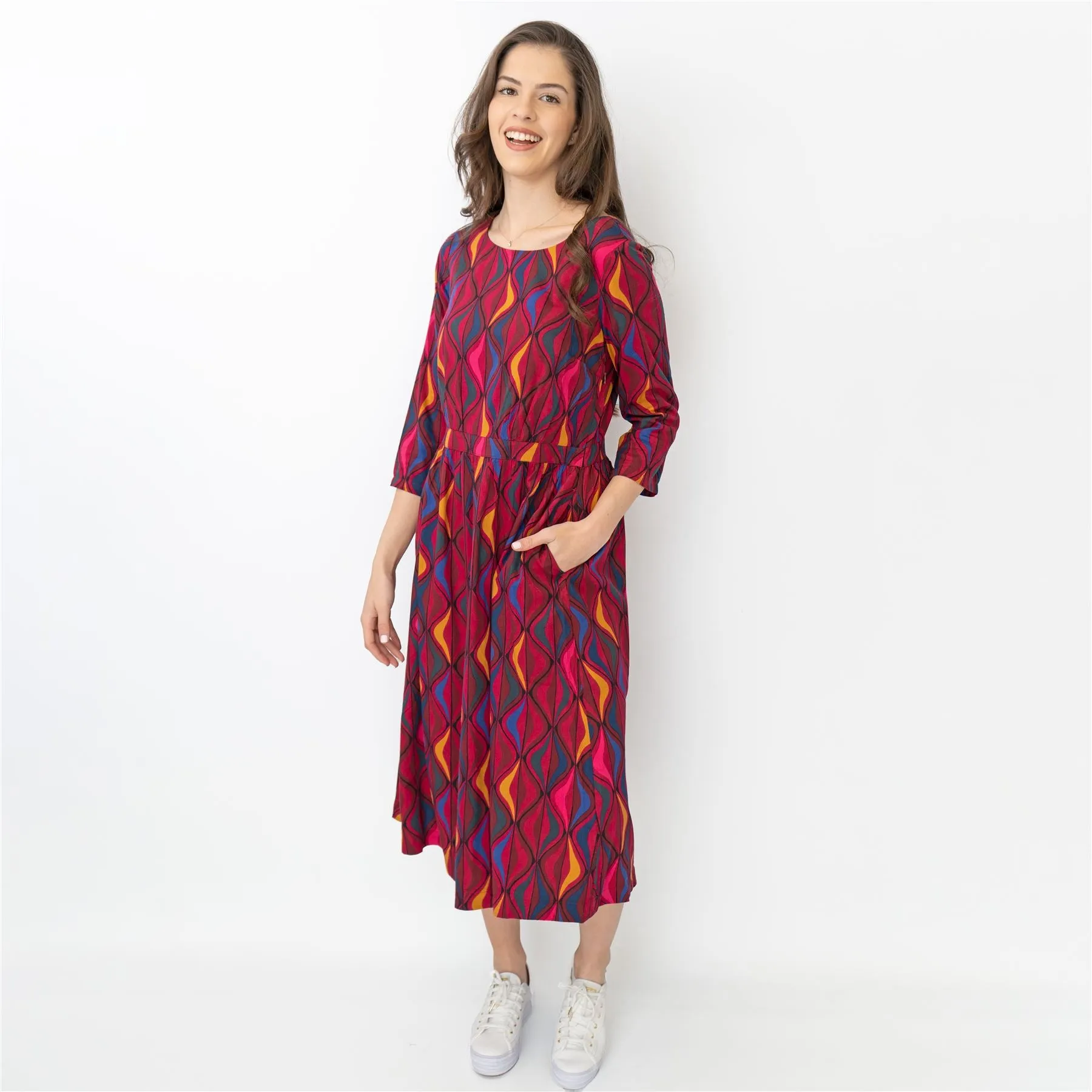 Seasalt Forestry Dress Festive Ribbons Red Ship
