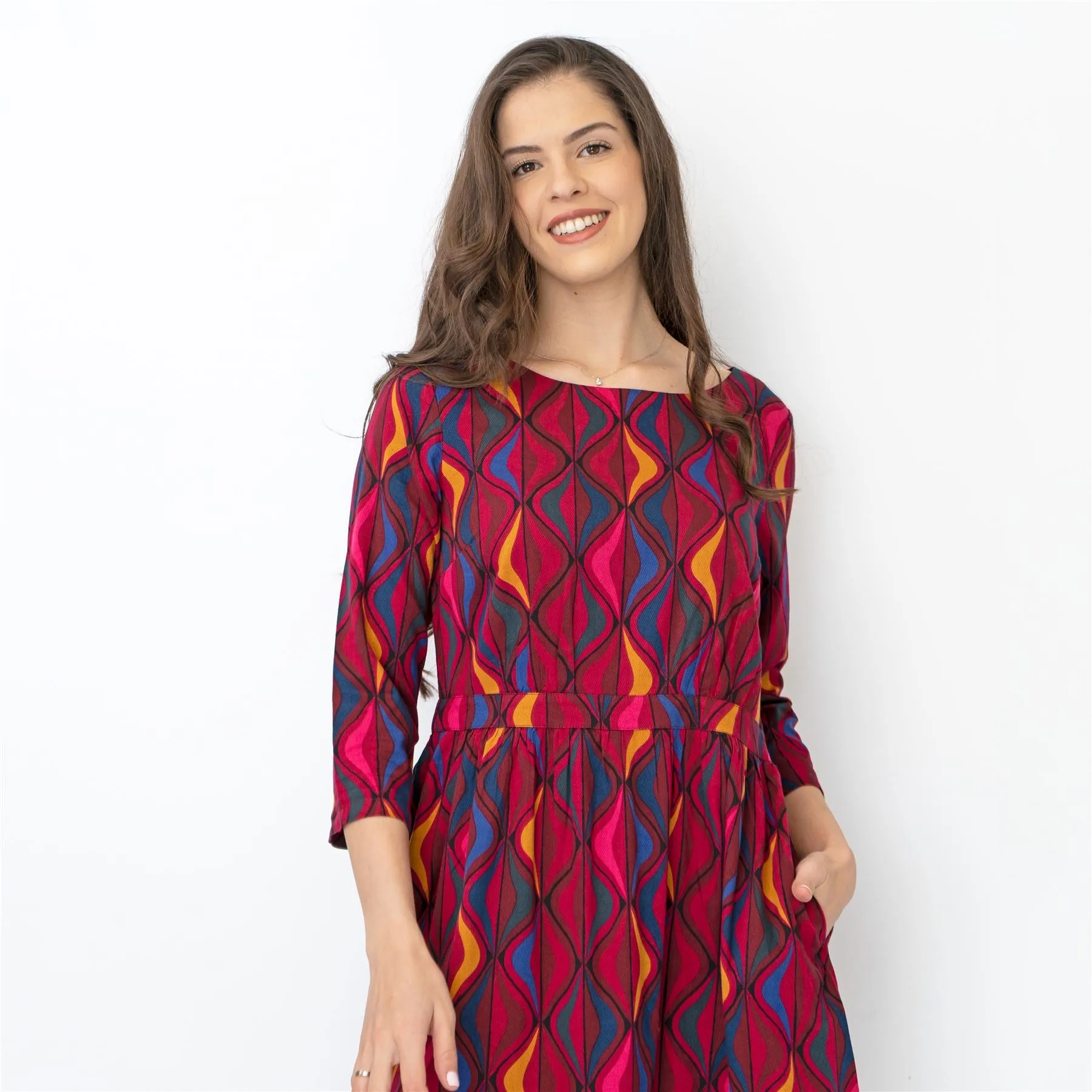 Seasalt Forestry Dress Festive Ribbons Red Ship