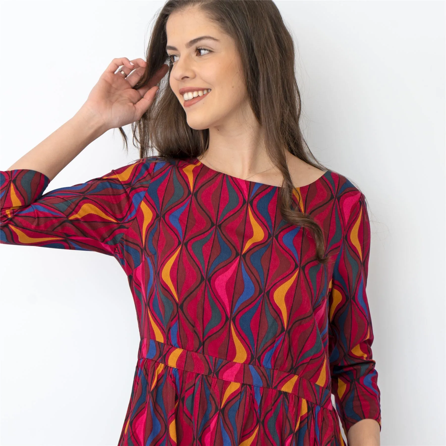 Seasalt Forestry Dress Festive Ribbons Red Ship