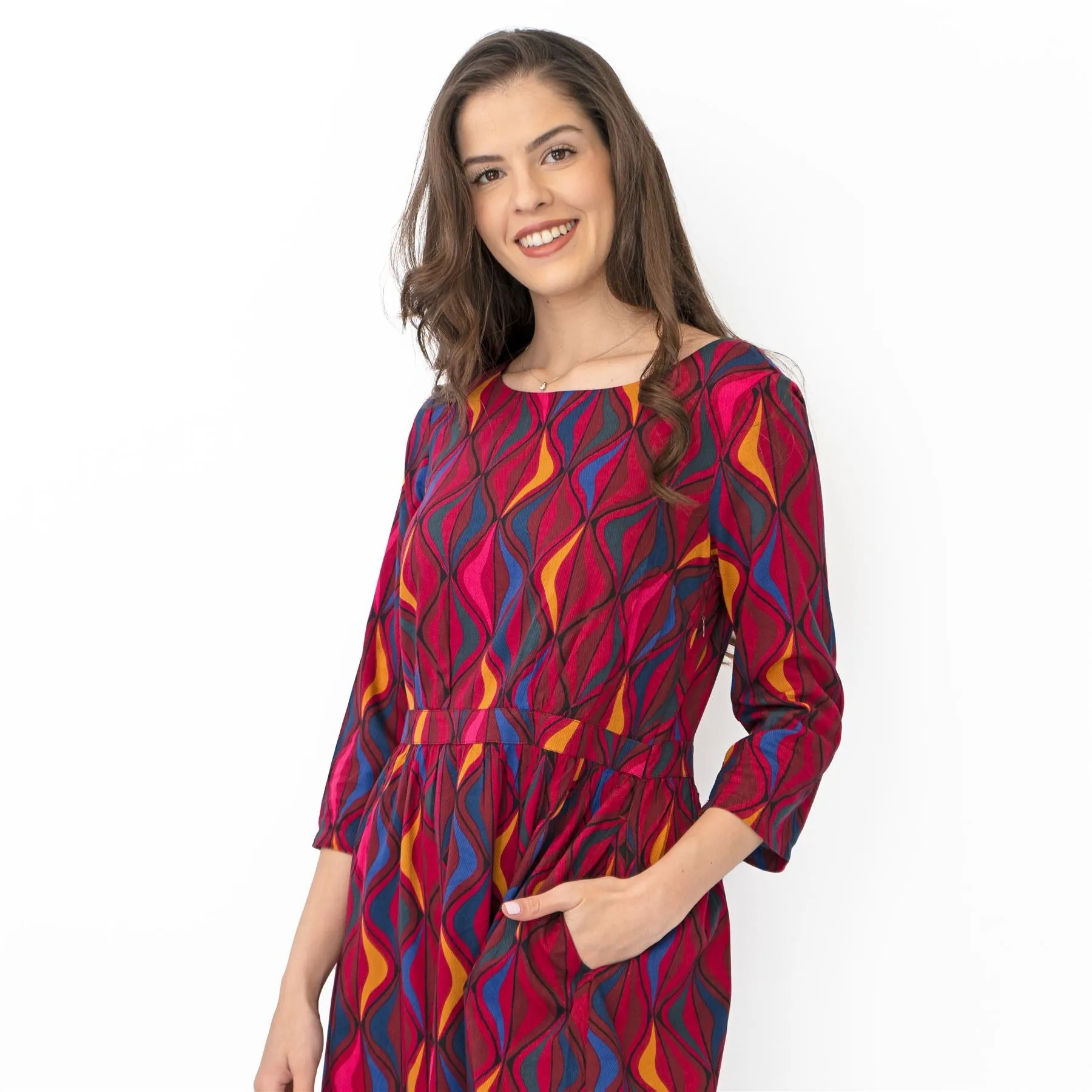 Seasalt Forestry Dress Festive Ribbons Red Ship