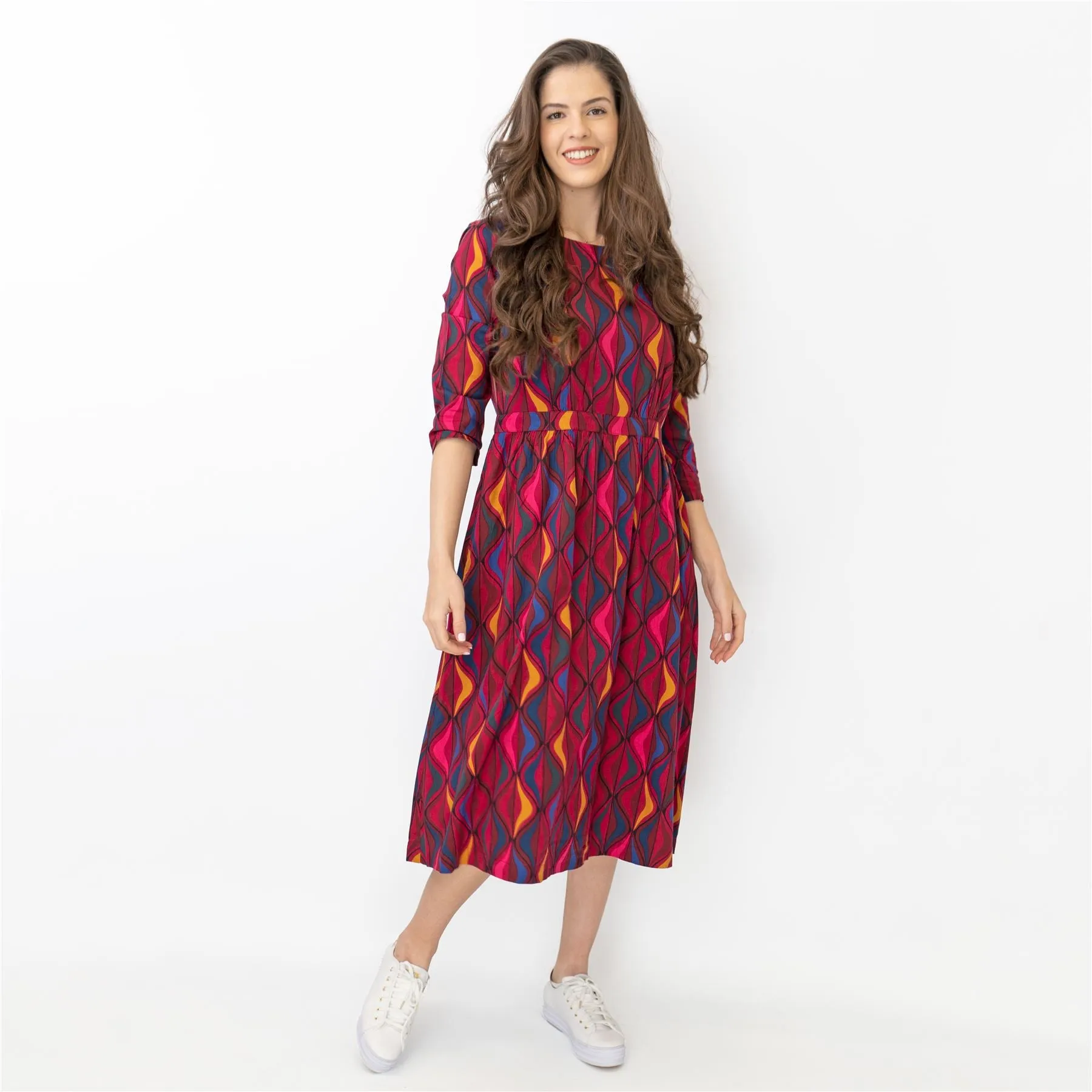 Seasalt Forestry Dress Festive Ribbons Red Ship