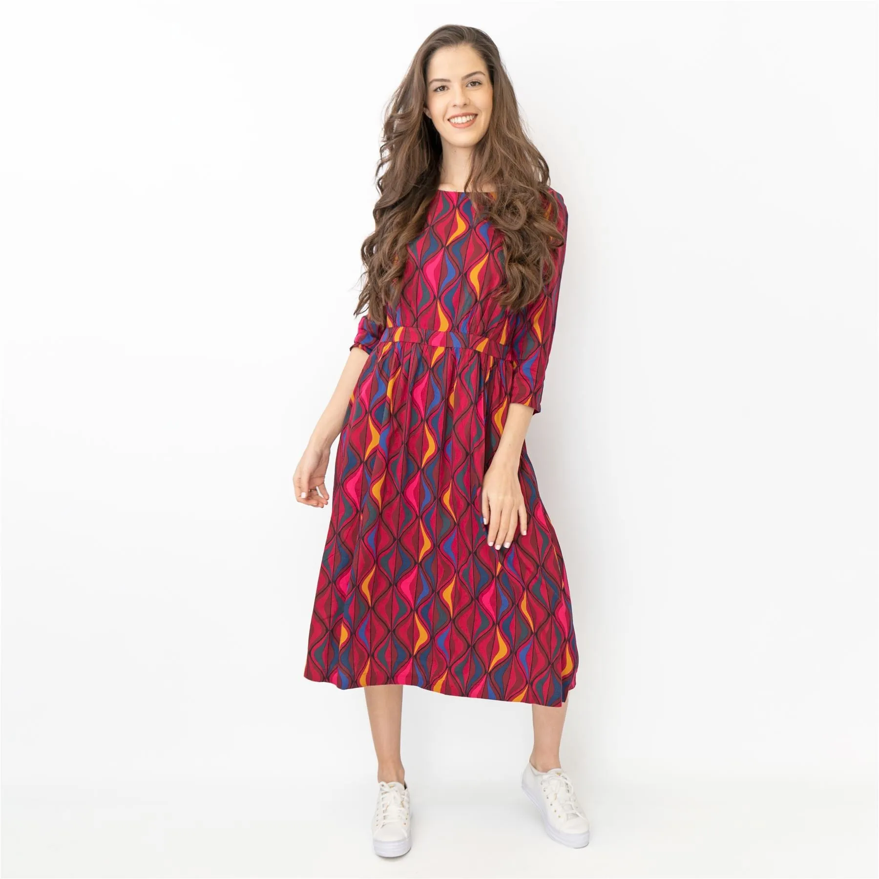 Seasalt Forestry Dress Festive Ribbons Red Ship