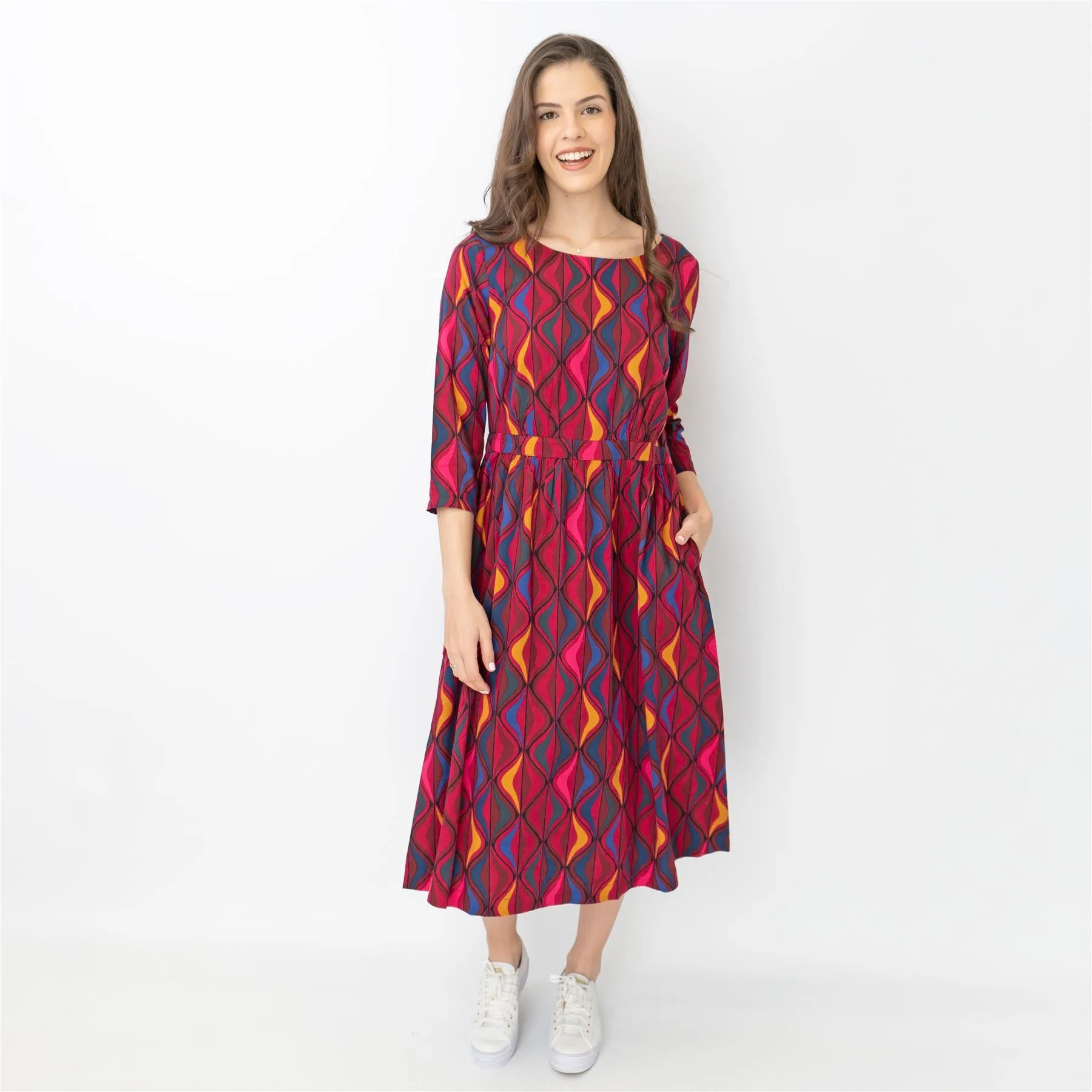 Seasalt Forestry Dress Festive Ribbons Red Ship