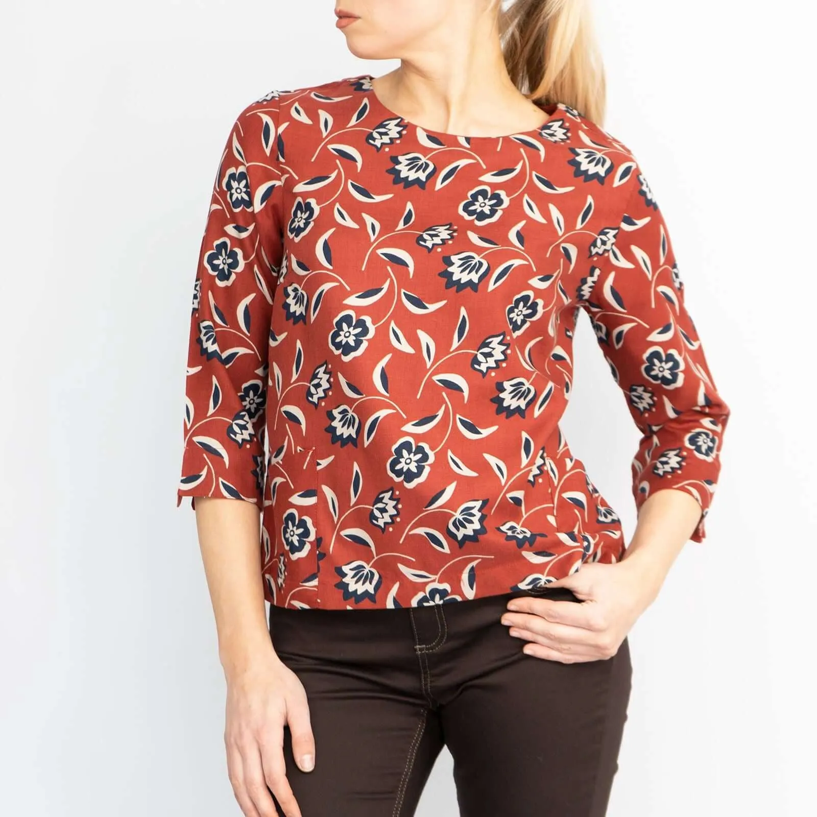 Seasalt Harbour Gallery Floral Print 3/4 Sleeve Loose Top