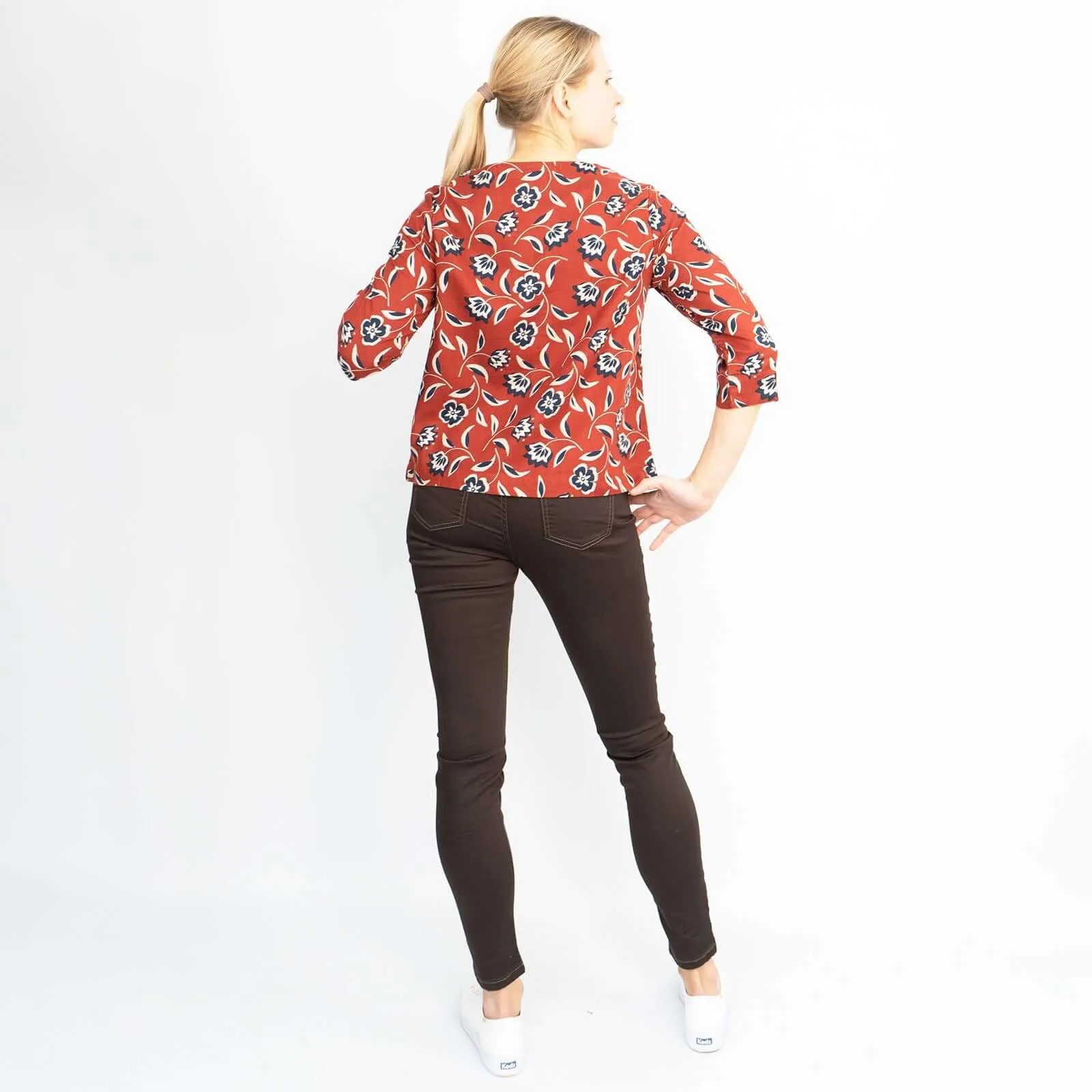 Seasalt Harbour Gallery Floral Print 3/4 Sleeve Loose Top