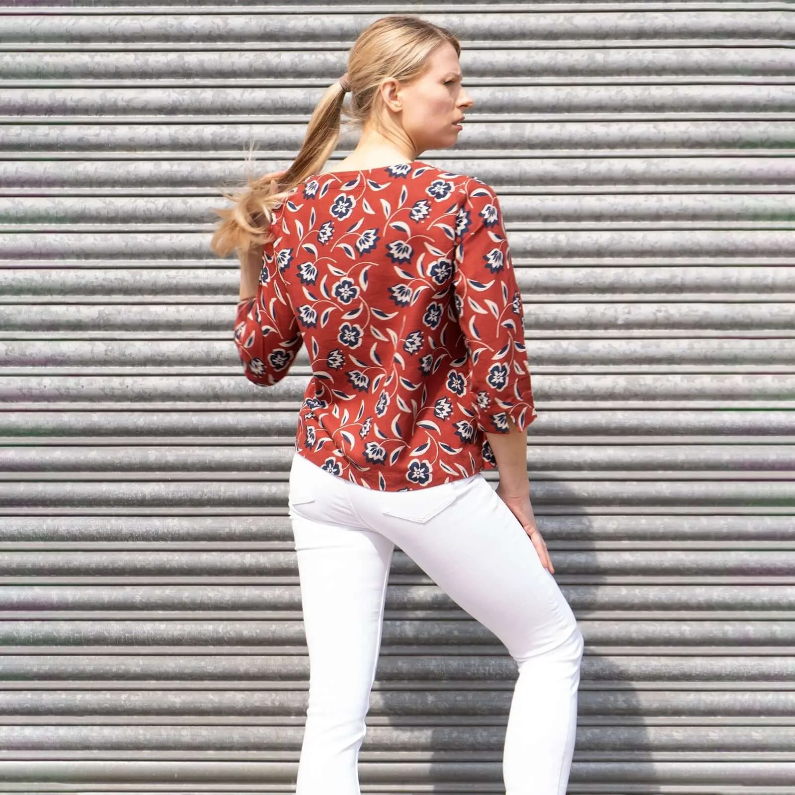 Seasalt Harbour Gallery Floral Print 3/4 Sleeve Loose Top