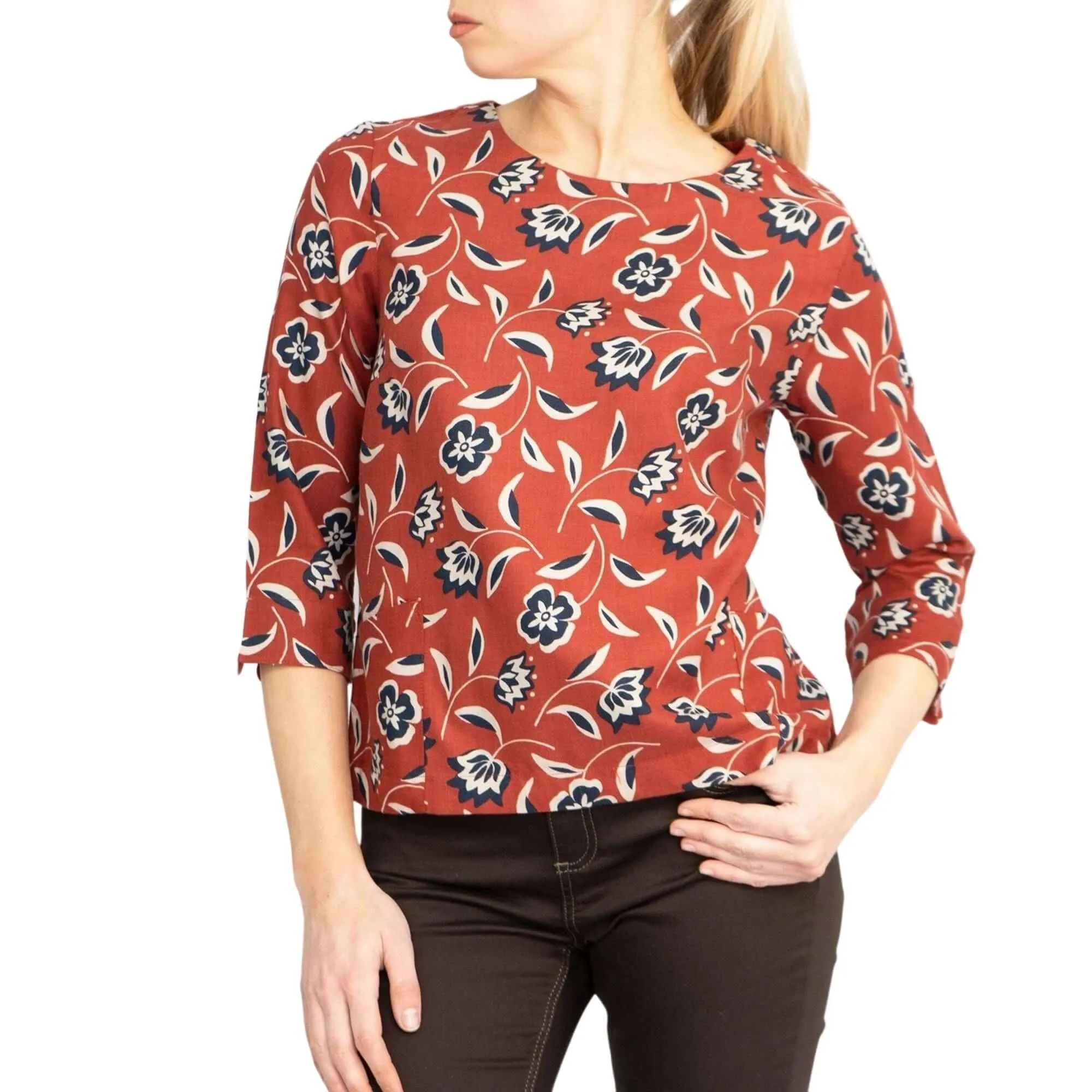 Seasalt Harbour Gallery Floral Print 3/4 Sleeve Loose Top