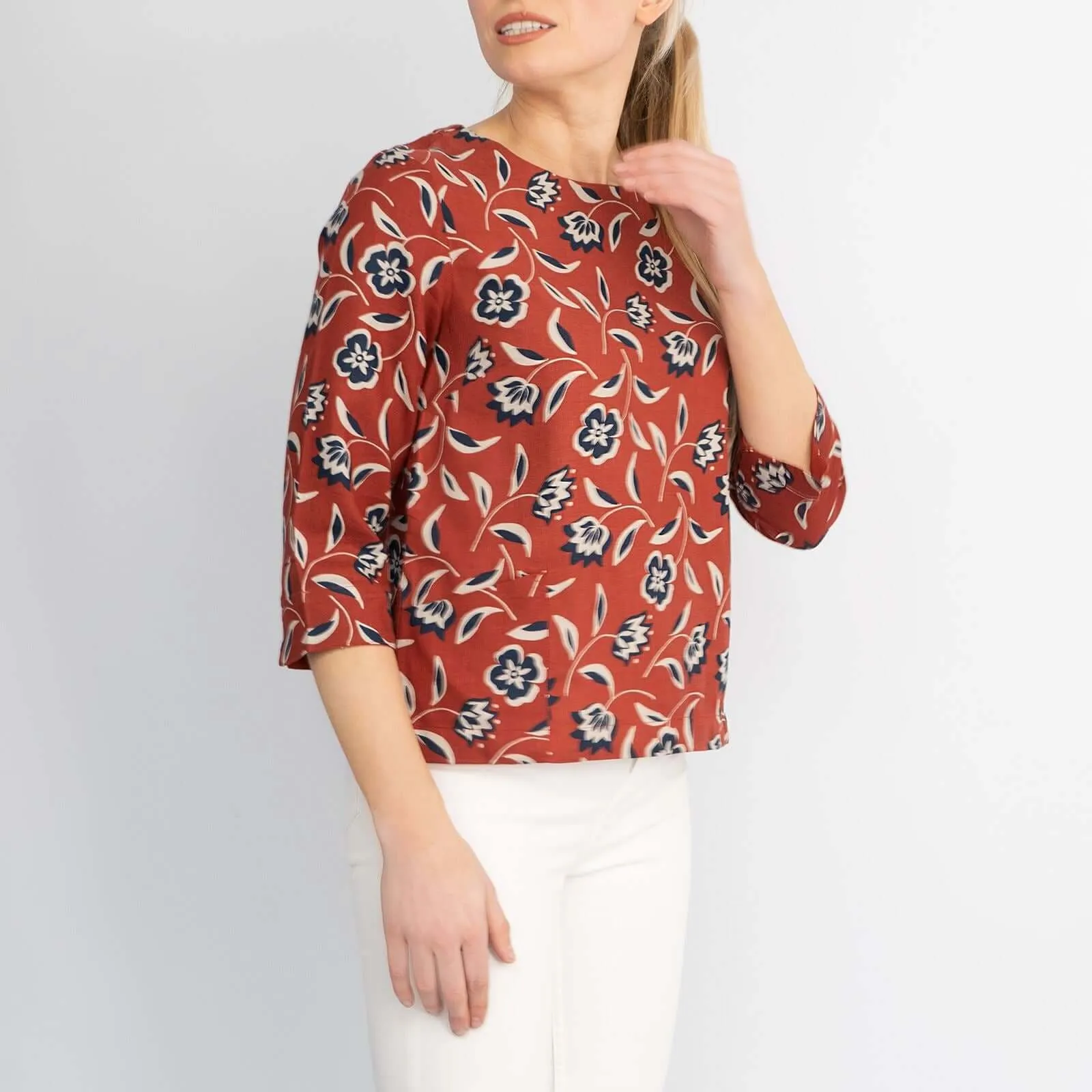 Seasalt Harbour Gallery Floral Print 3/4 Sleeve Loose Top
