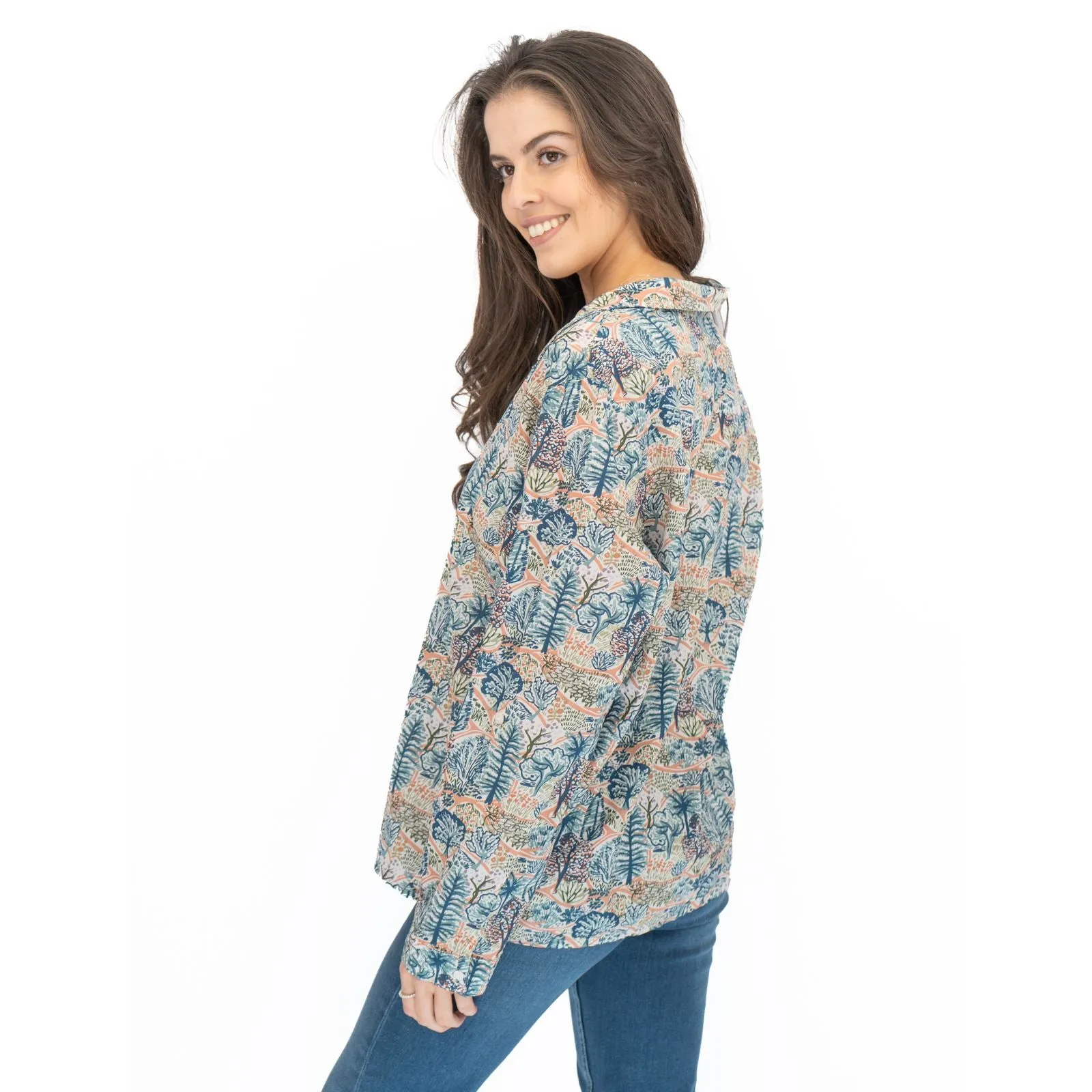 Seasalt Larissa Shirt Blue Forest Print