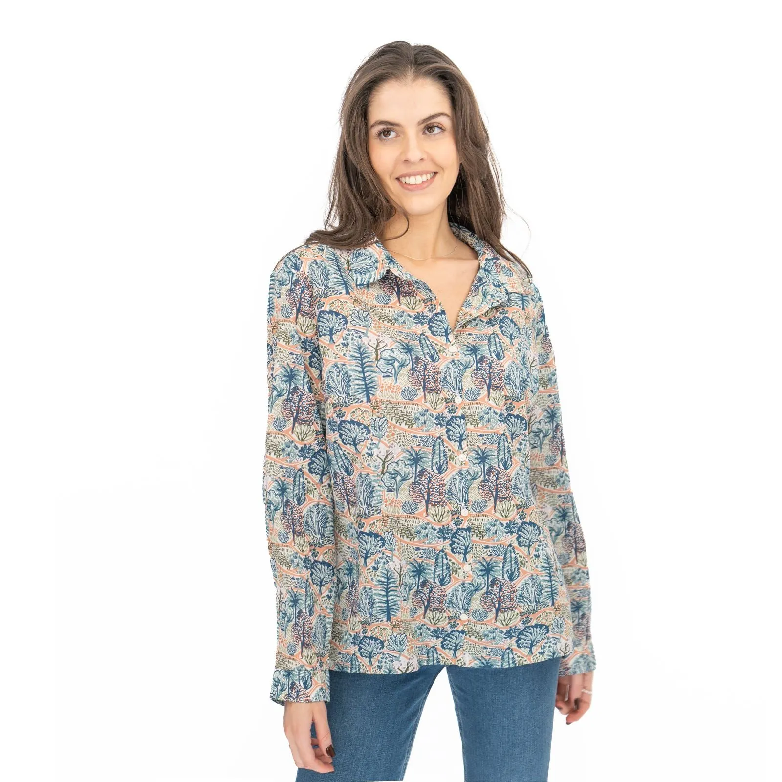 Seasalt Larissa Shirt Blue Forest Print