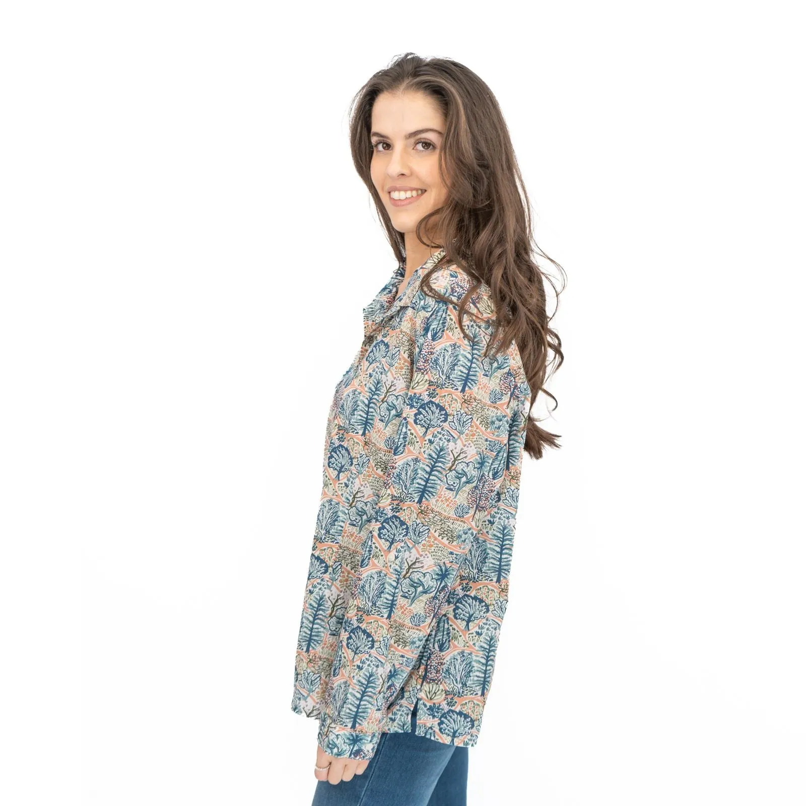 Seasalt Larissa Shirt Blue Forest Print