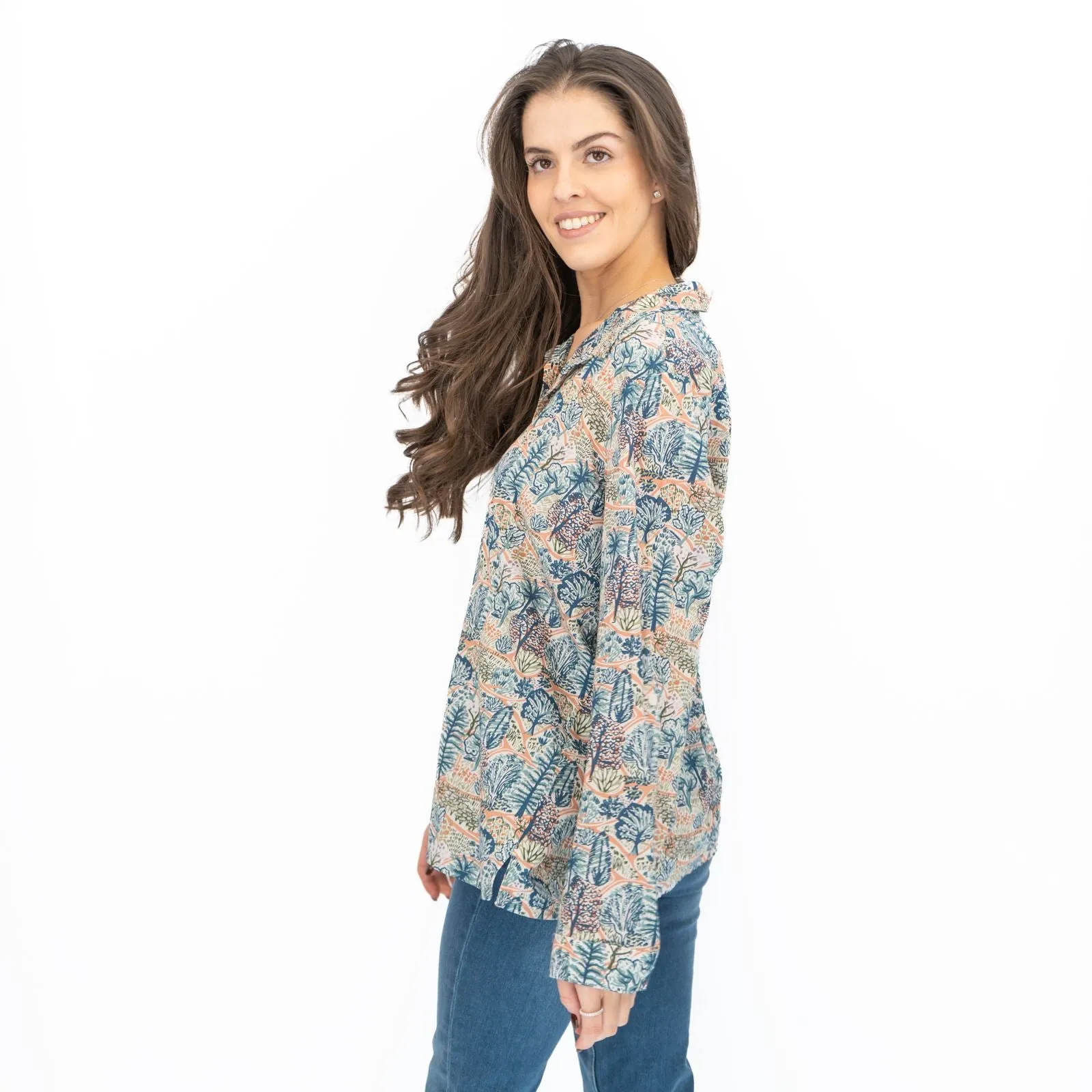 Seasalt Larissa Shirt Blue Forest Print