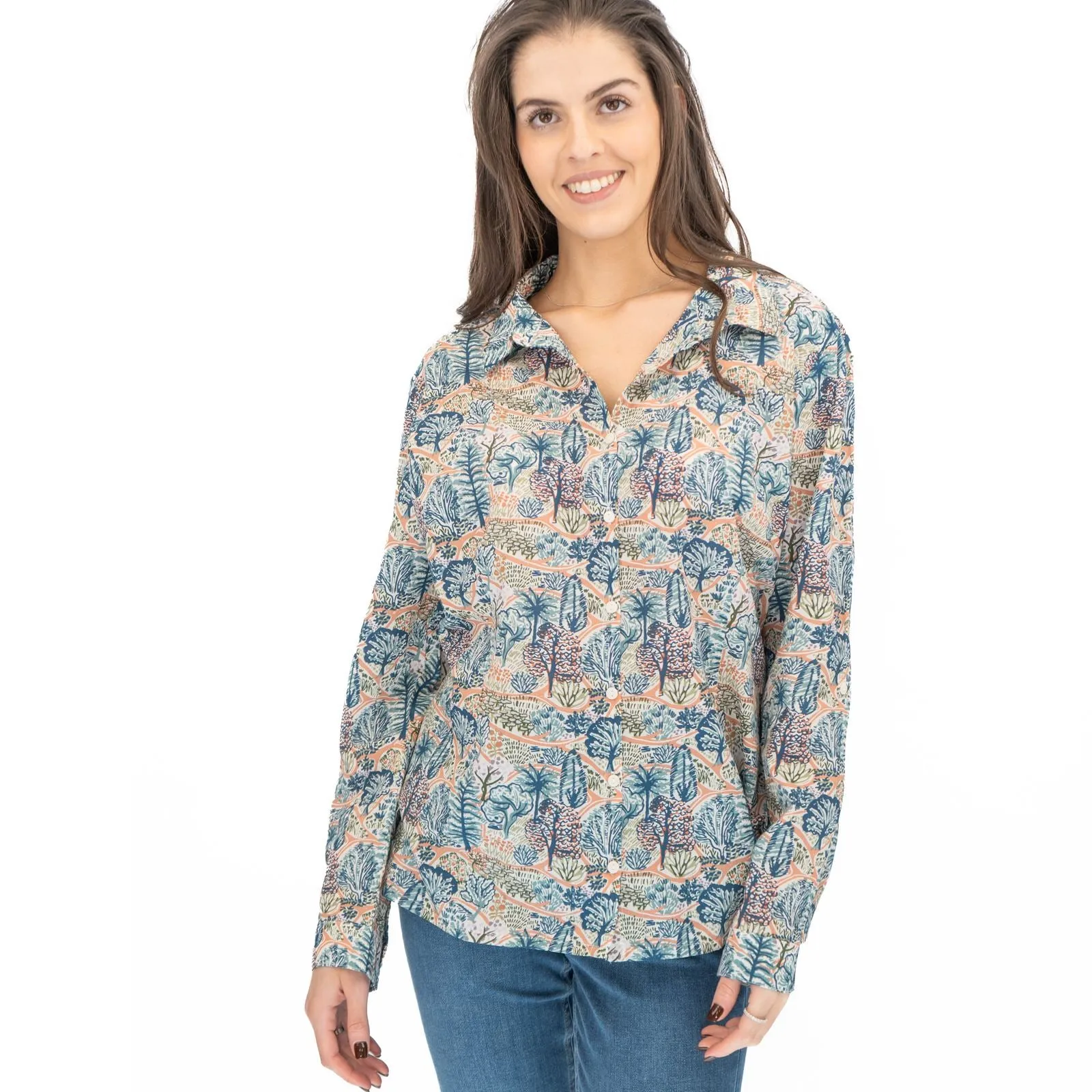 Seasalt Larissa Shirt Blue Forest Print