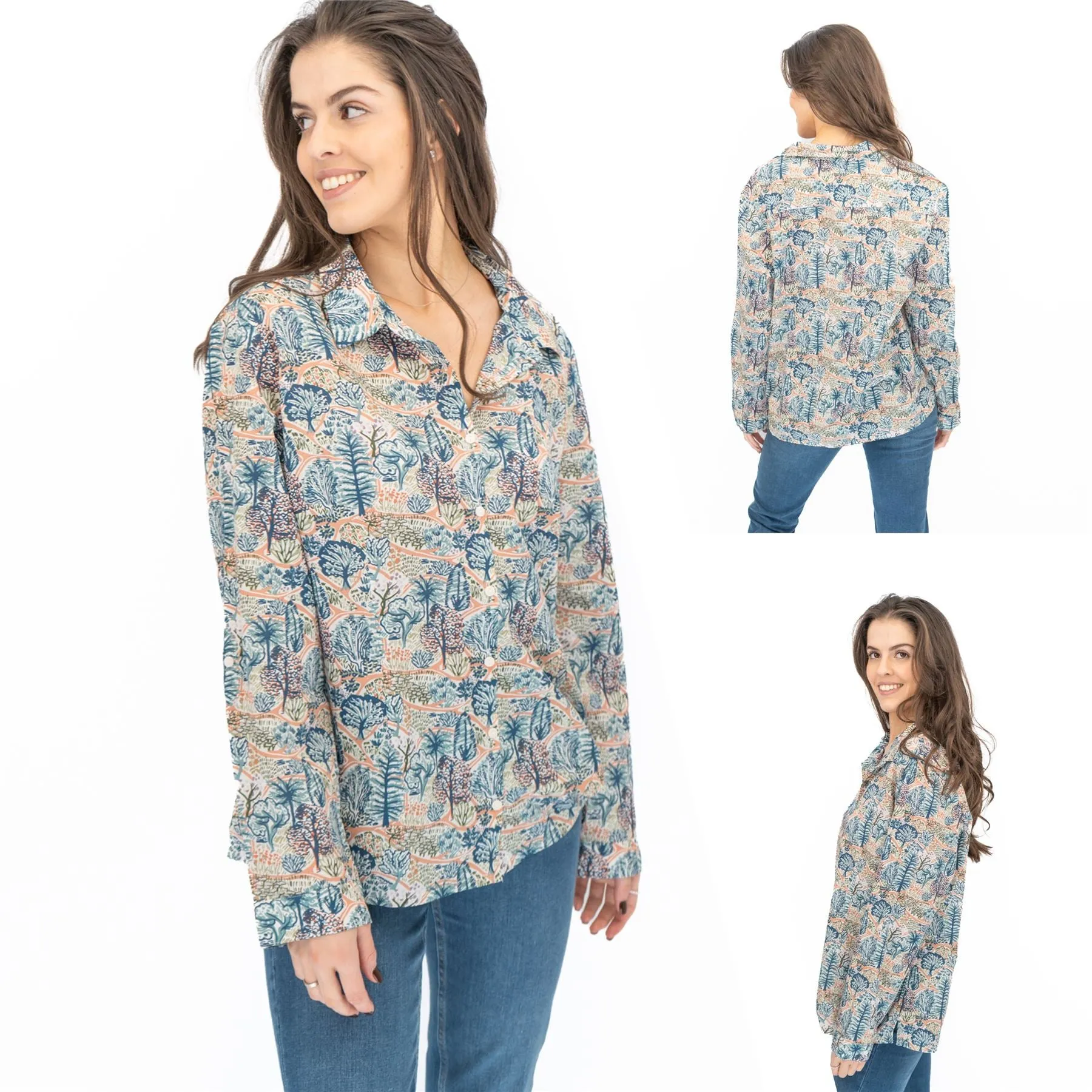 Seasalt Larissa Shirt Blue Forest Print
