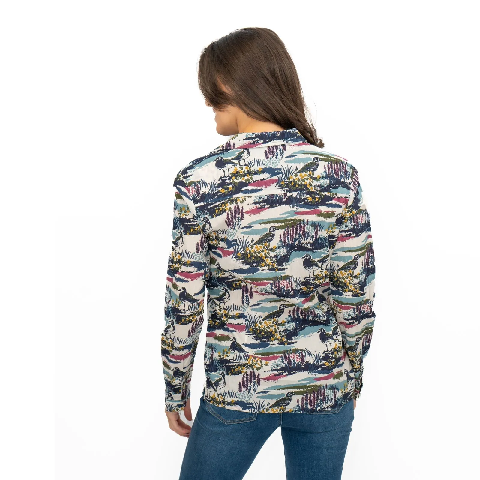 Seasalt Larissa Shirt Long Sleeve Blue Turnstone Scene Squall
