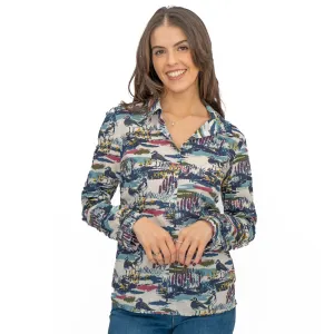 Seasalt Larissa Shirt Long Sleeve Blue Turnstone Scene Squall