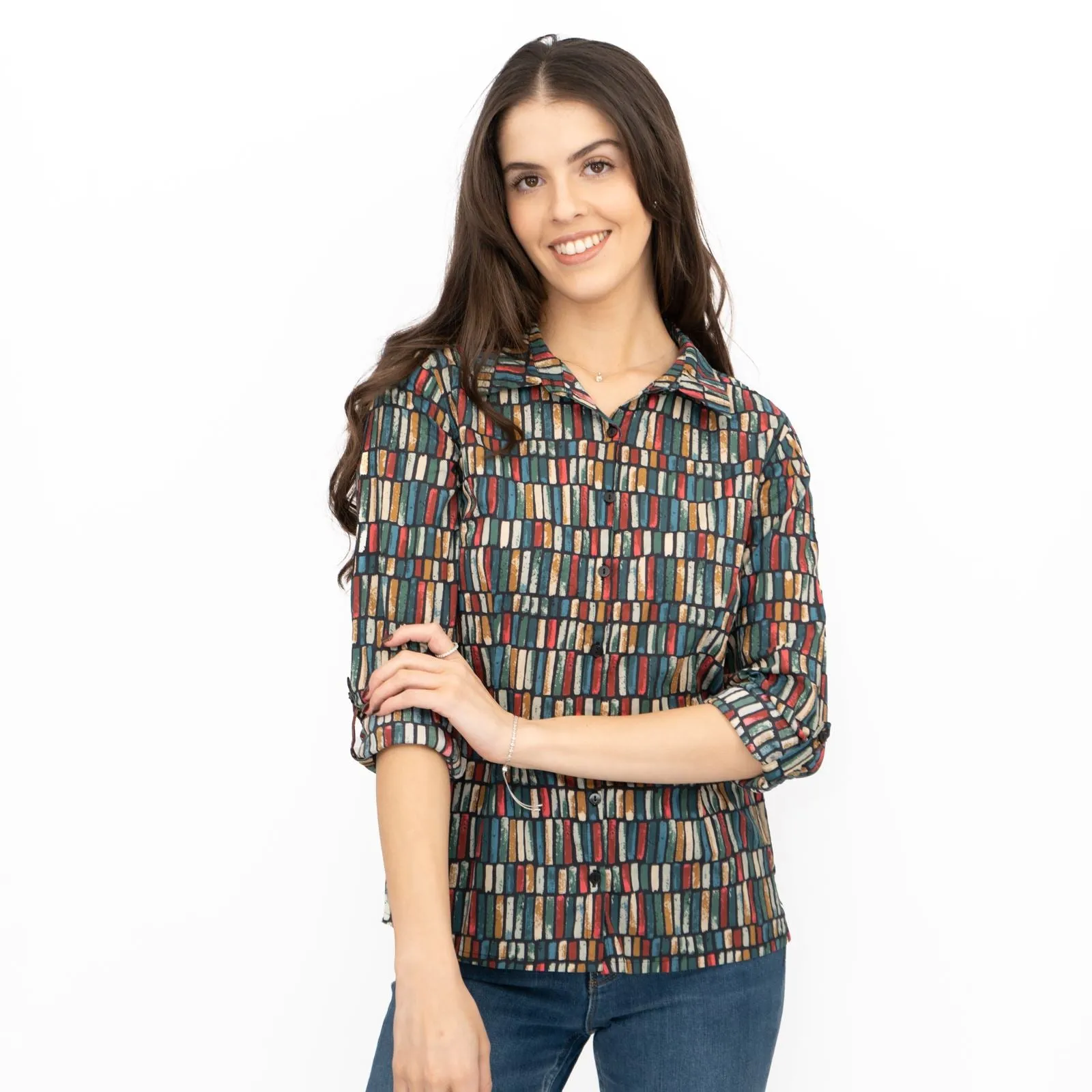 Seasalt Larissa Shirt Long Sleeve Teal Multicolour
