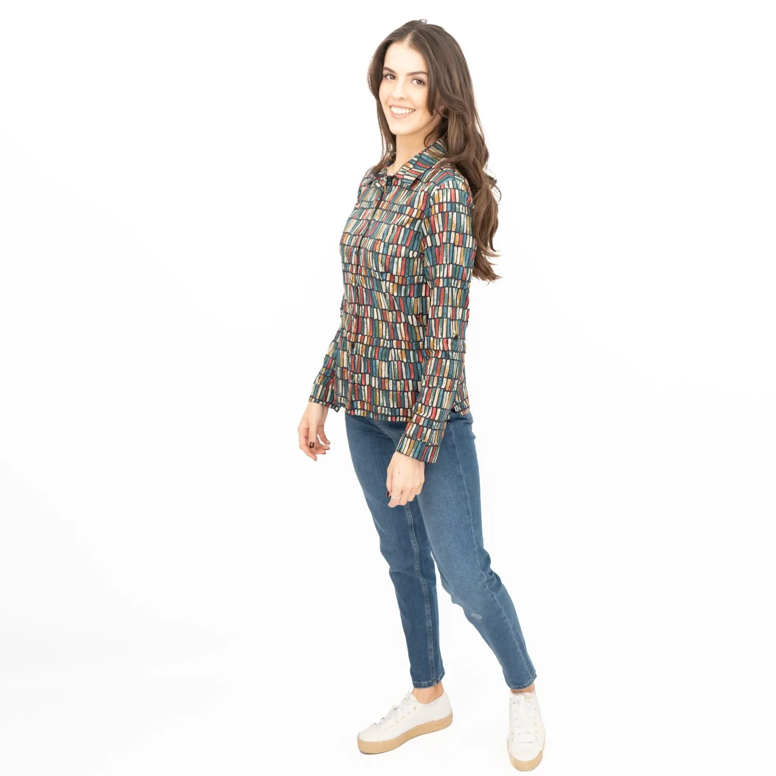 Seasalt Larissa Shirt Long Sleeve Teal Multicolour