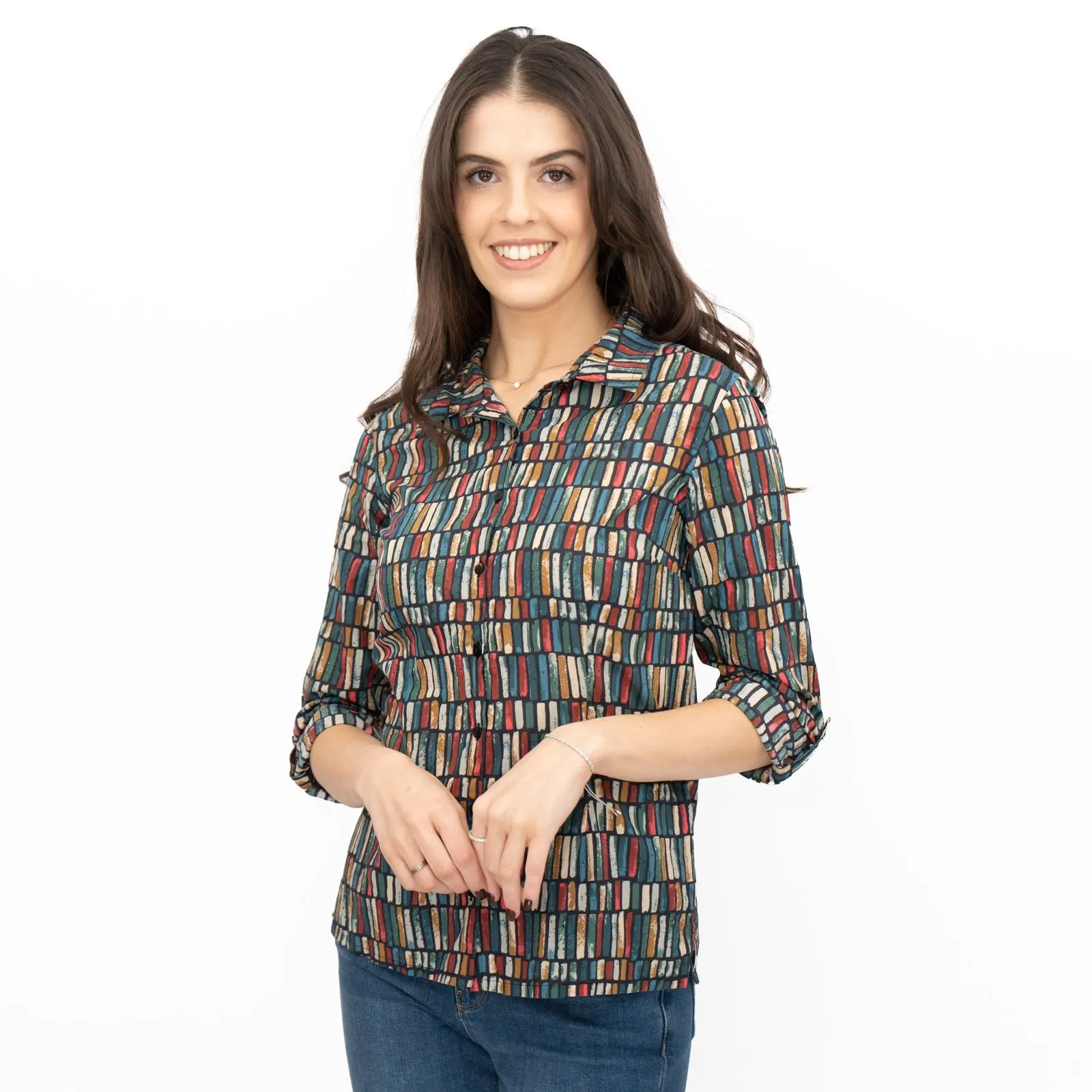 Seasalt Larissa Shirt Long Sleeve Teal Multicolour