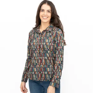 Seasalt Larissa Shirt Long Sleeve Teal Multicolour