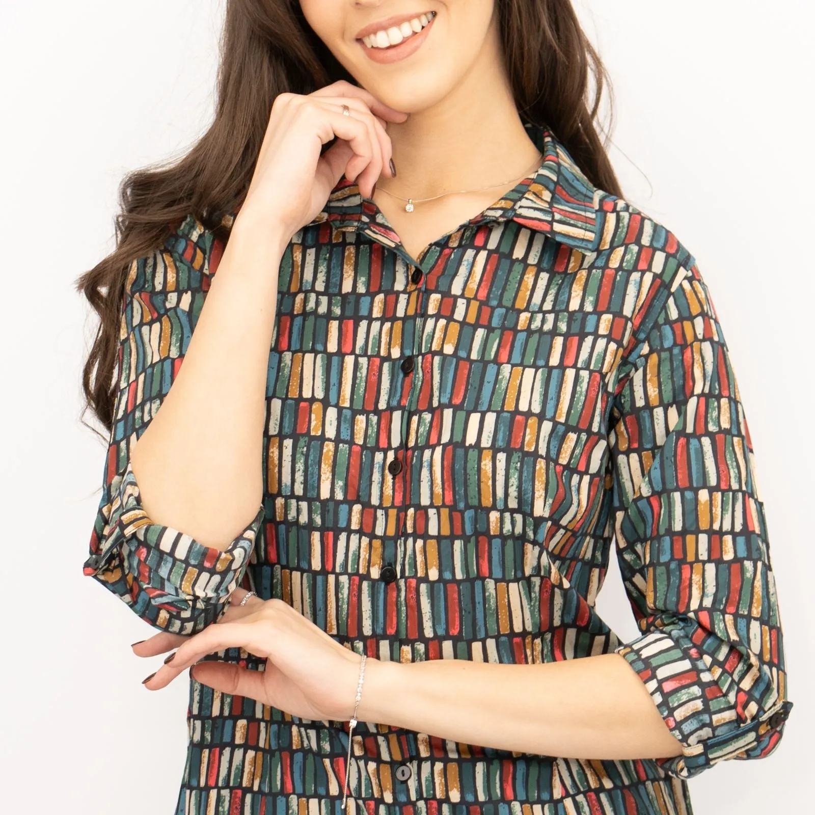 Seasalt Larissa Shirt Long Sleeve Teal Multicolour