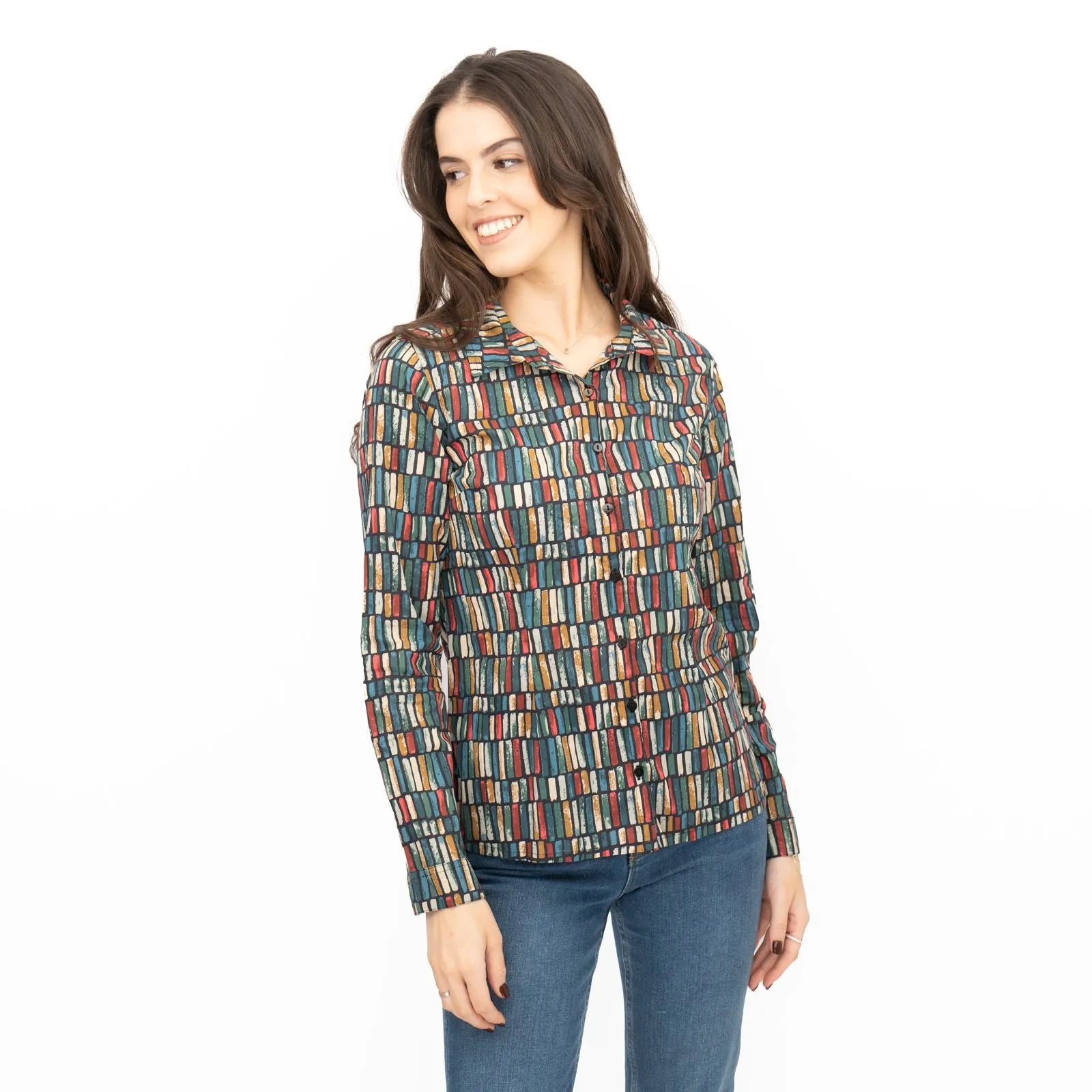 Seasalt Larissa Shirt Long Sleeve Teal Multicolour