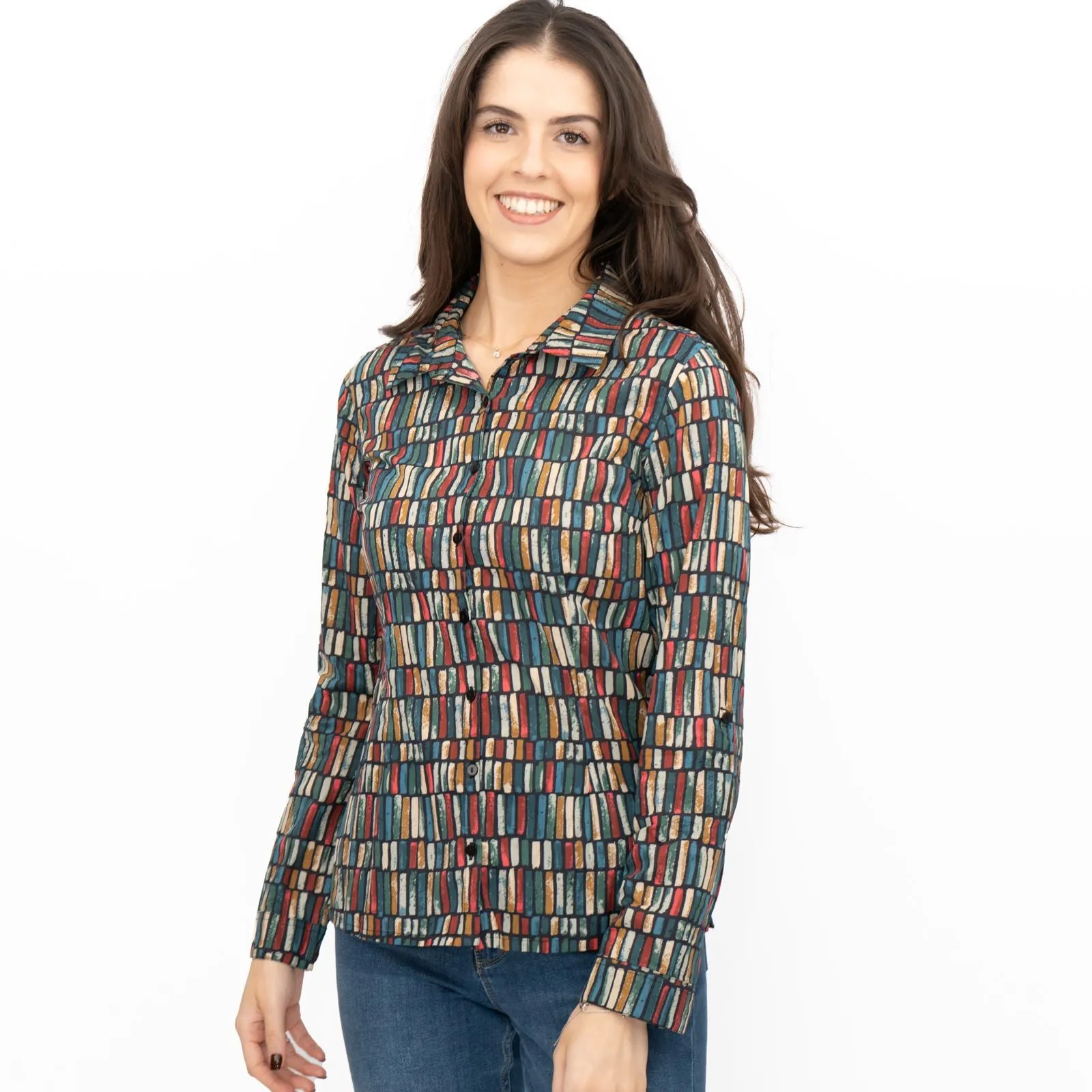 Seasalt Larissa Shirt Long Sleeve Teal Multicolour