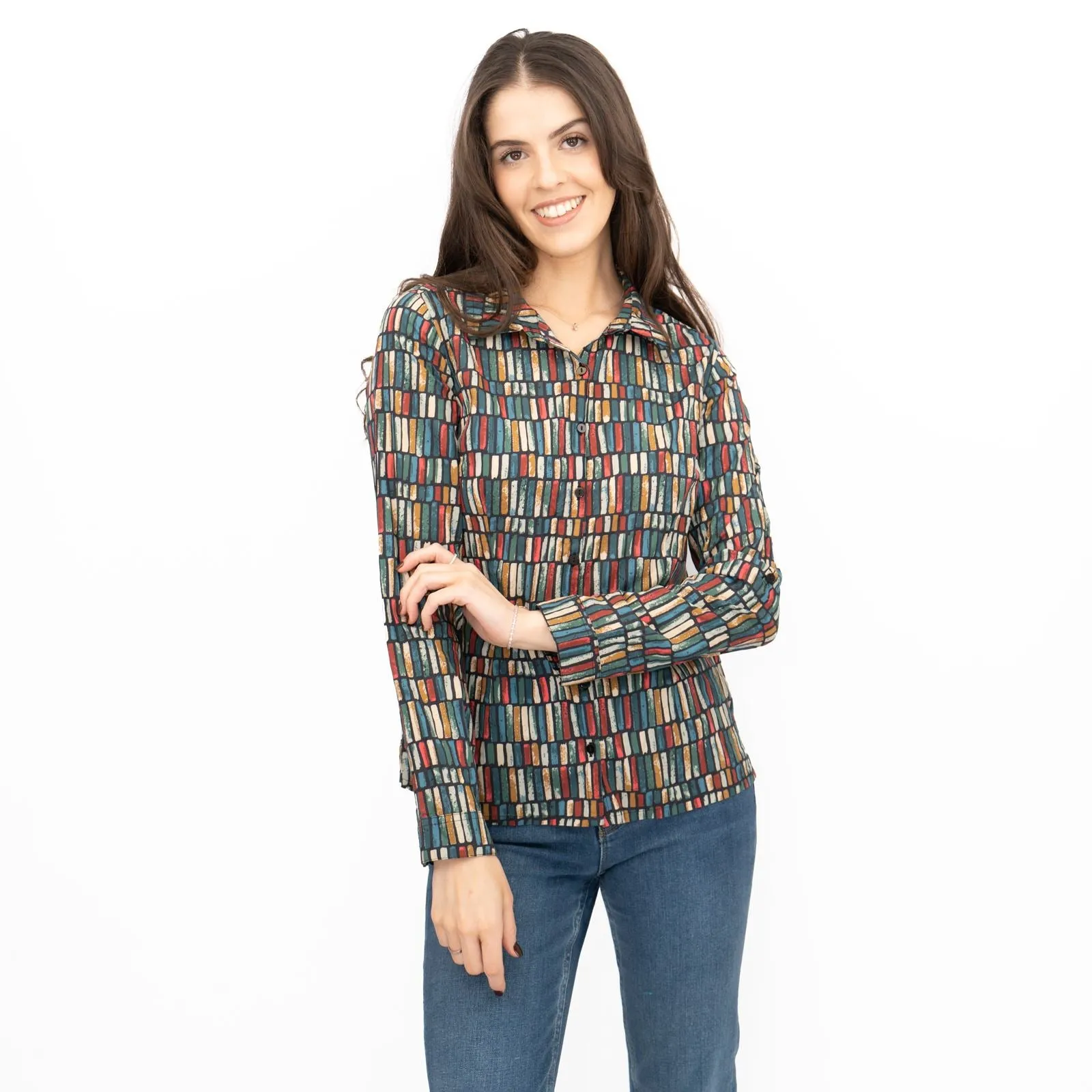 Seasalt Larissa Shirt Long Sleeve Teal Multicolour