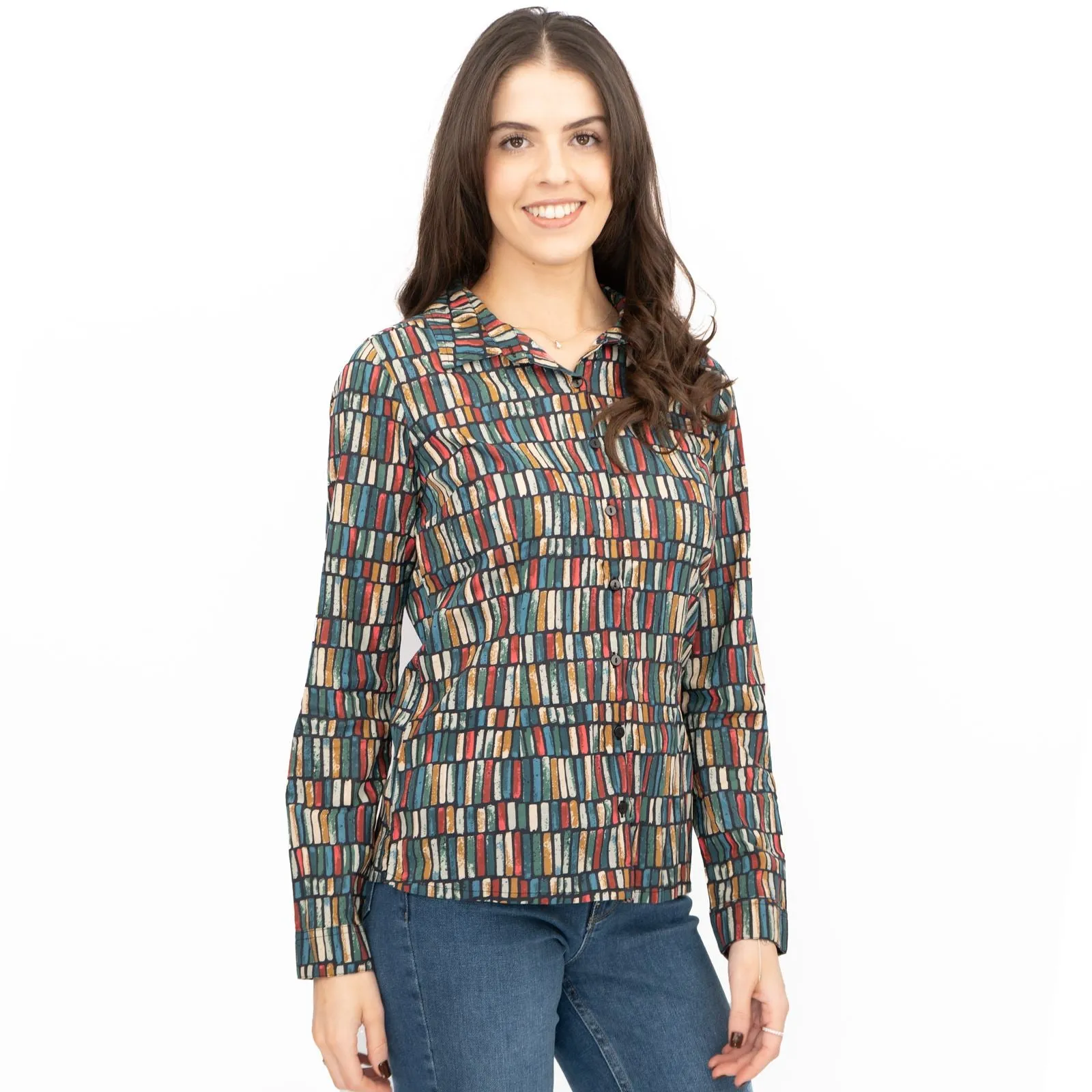 Seasalt Larissa Shirt Long Sleeve Teal Multicolour