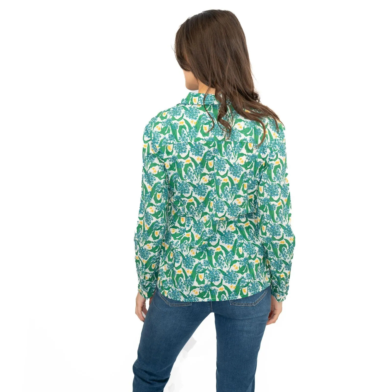 Seasalt Larissa Shirt Top Green Cotton Woodland Garlic Chalk Print