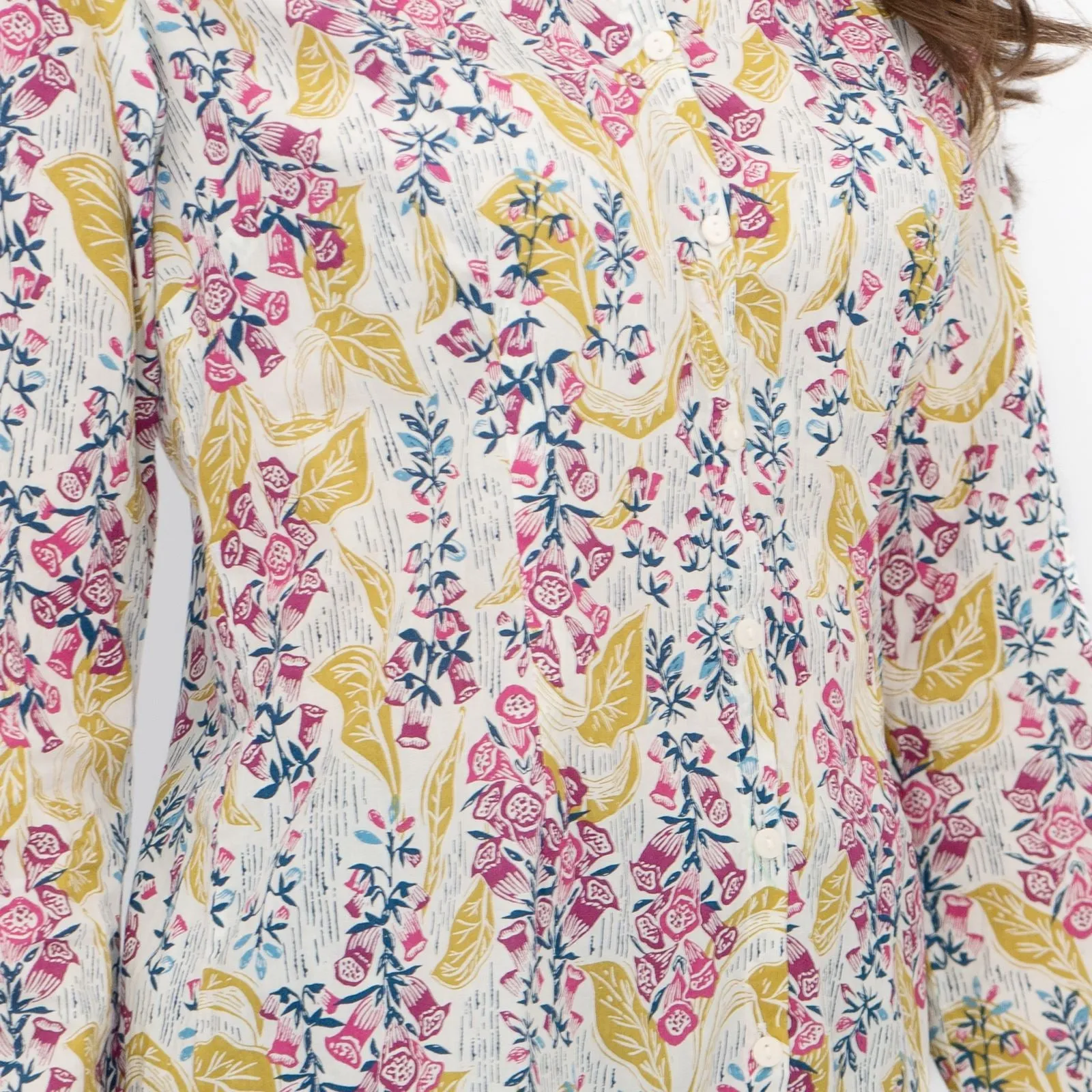 Seasalt Larissa Shirt Top Lino Foxglove Chalk Print
