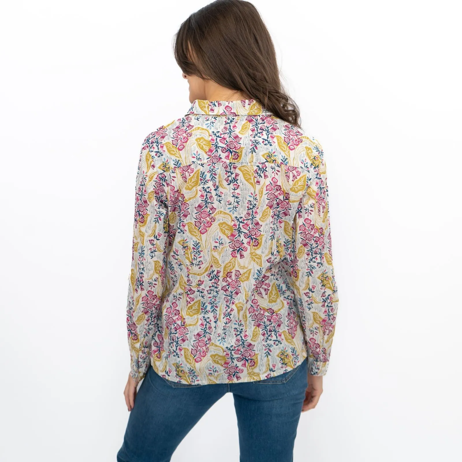 Seasalt Larissa Shirt Top Lino Foxglove Chalk Print