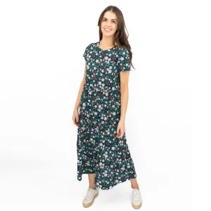 Seasalt Navy Dress Tiered Line Strokes Midi
