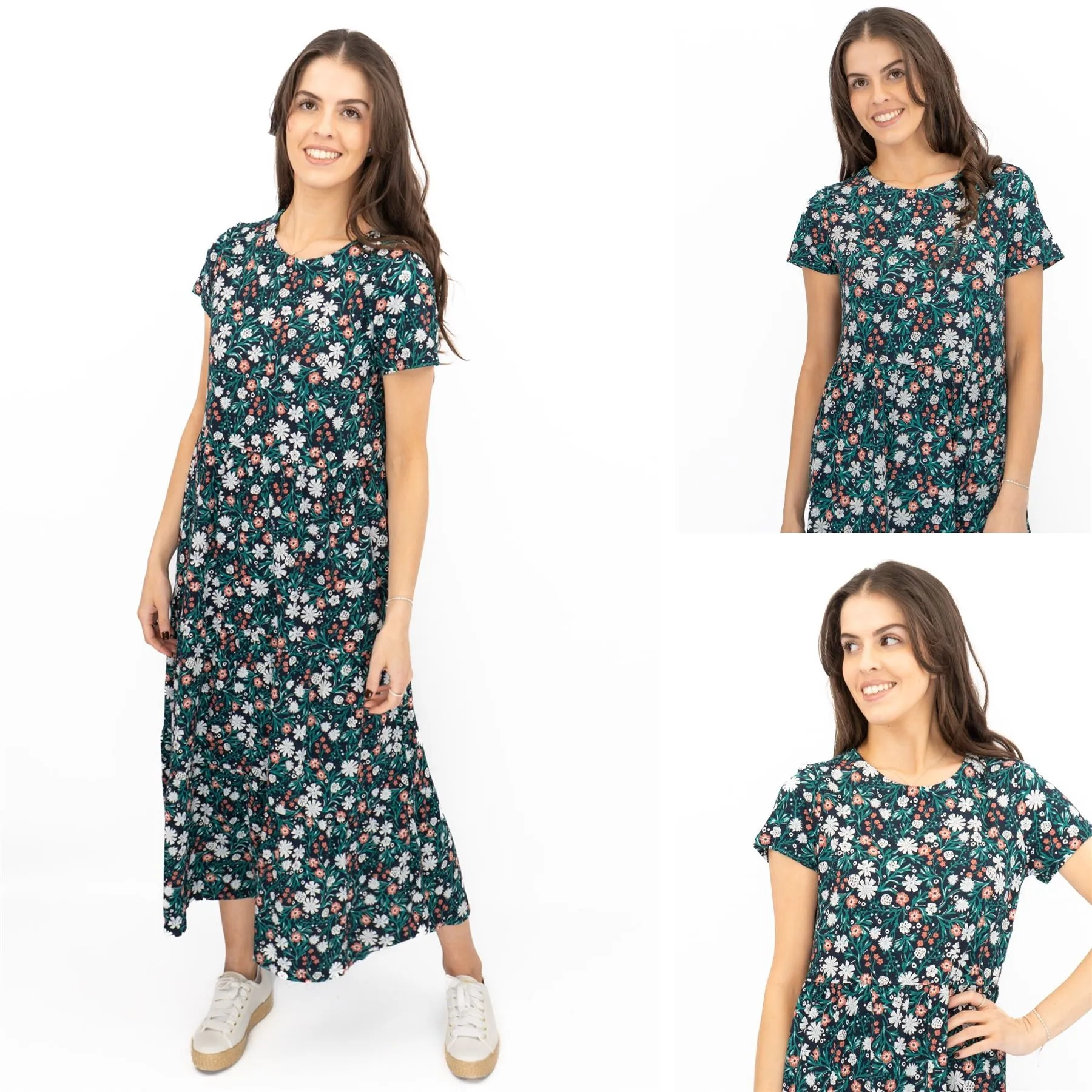 Seasalt Navy Dress Tiered Line Strokes Midi