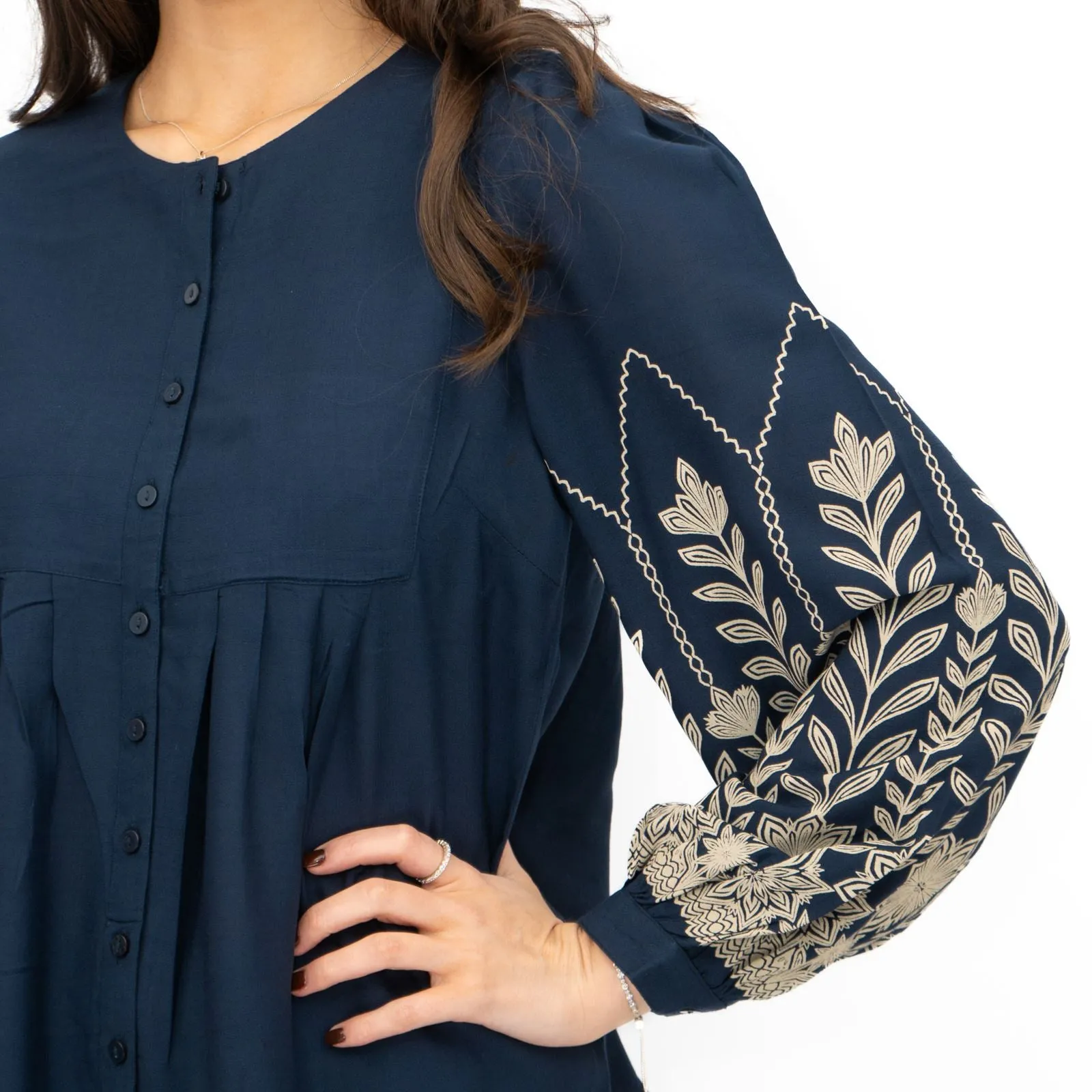 Seasalt Navy High Woods Blouson Long Sleeve Shirt