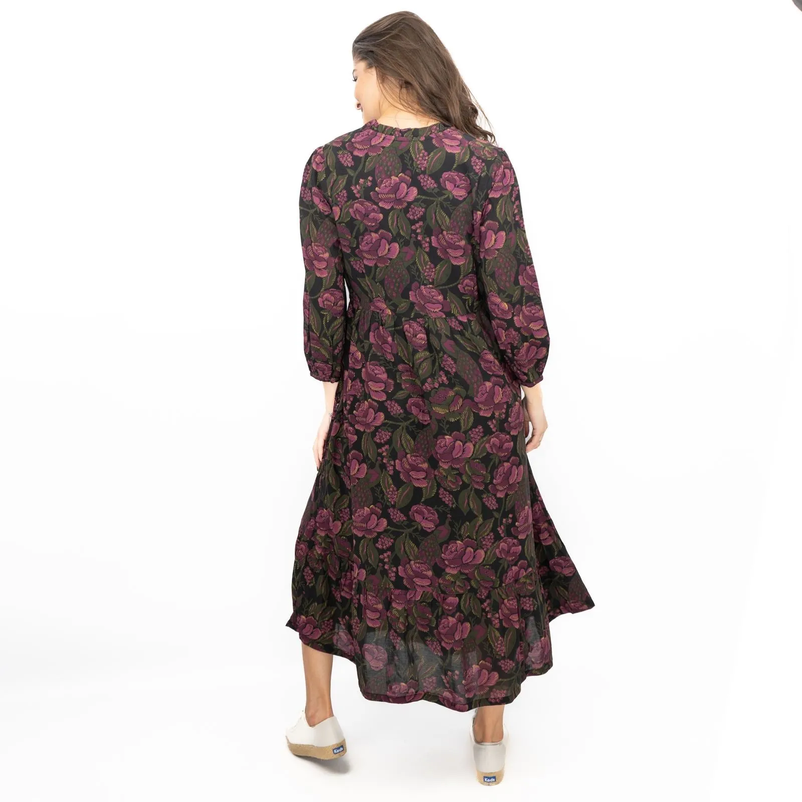 Seasalt Purple Engleheart Dress in Tapestry Bloom Grape Print Midi