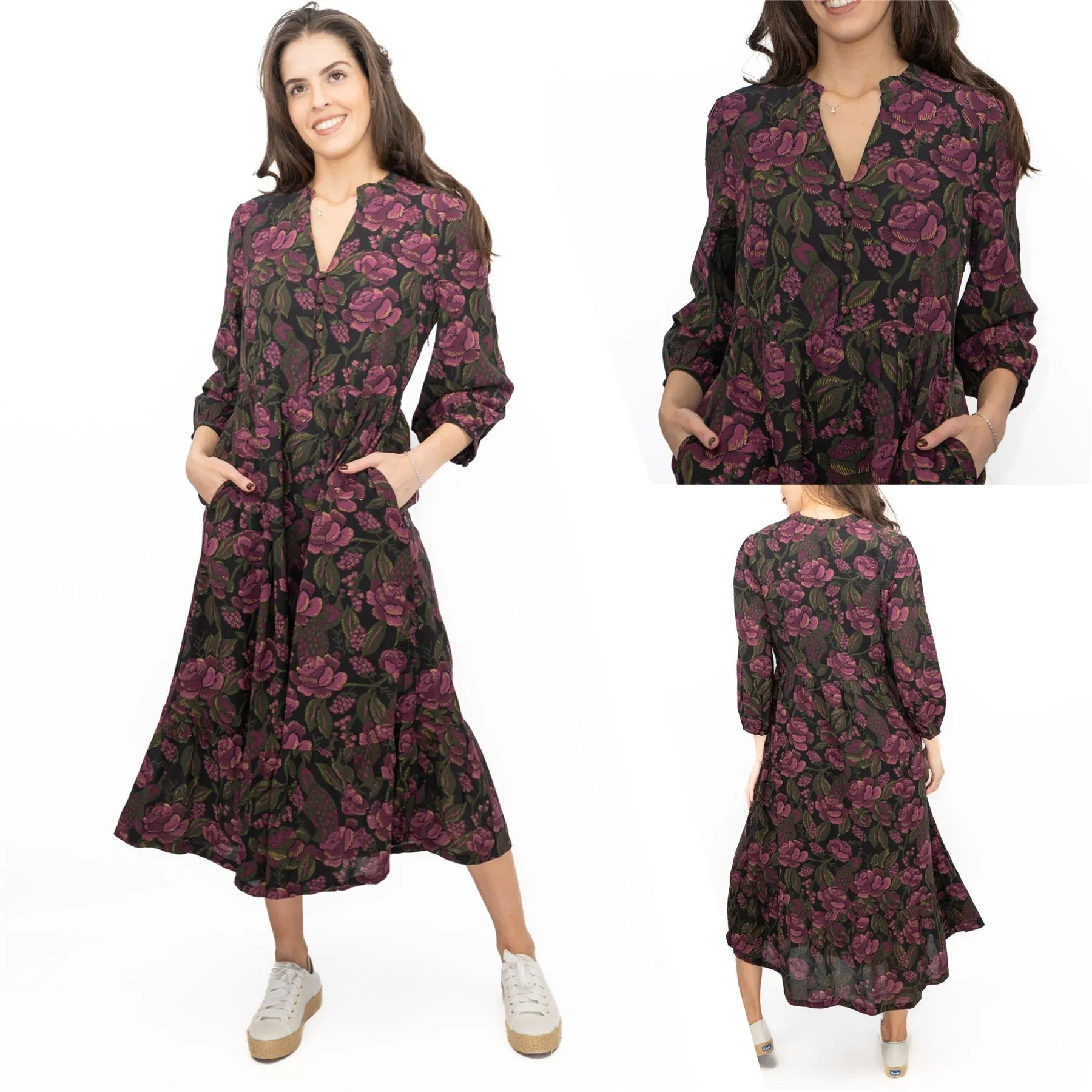 Seasalt Purple Engleheart Dress in Tapestry Bloom Grape Print Midi