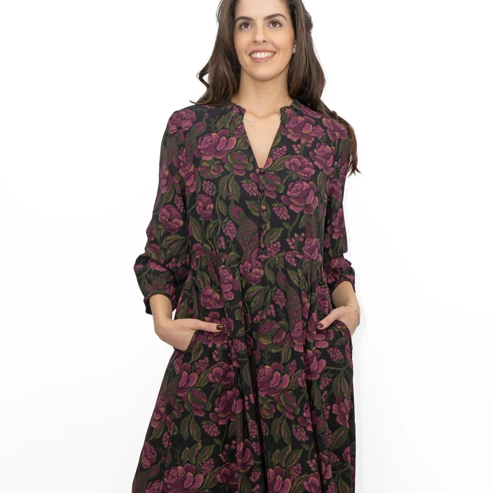 Seasalt Purple Engleheart Dress in Tapestry Bloom Grape Print Midi