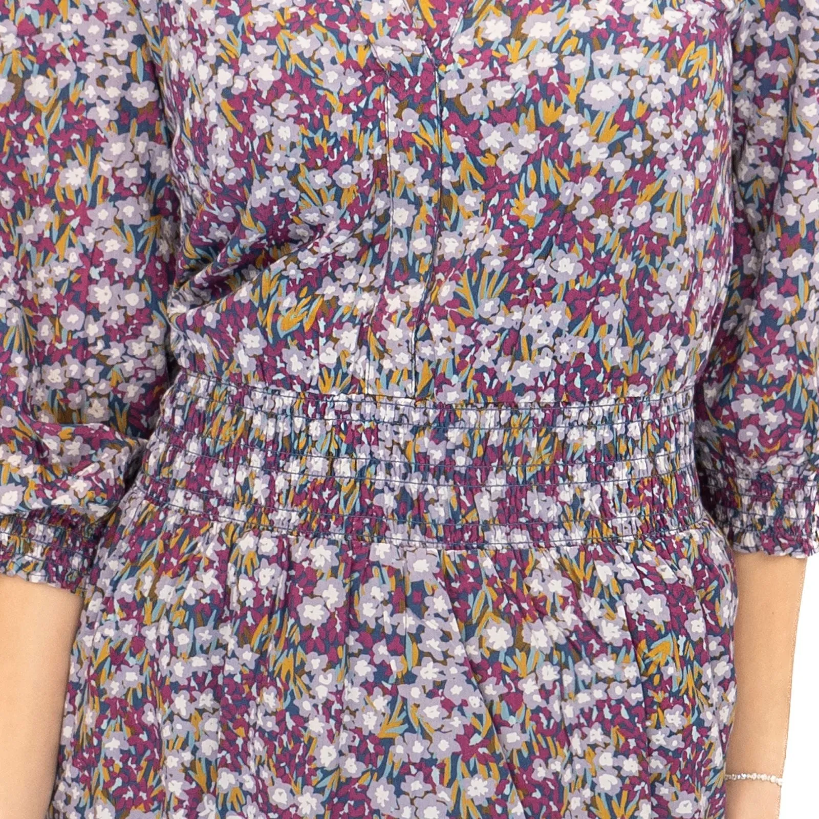 Seasalt Purple Fawn Dress Waisted Midi Organic Cotton