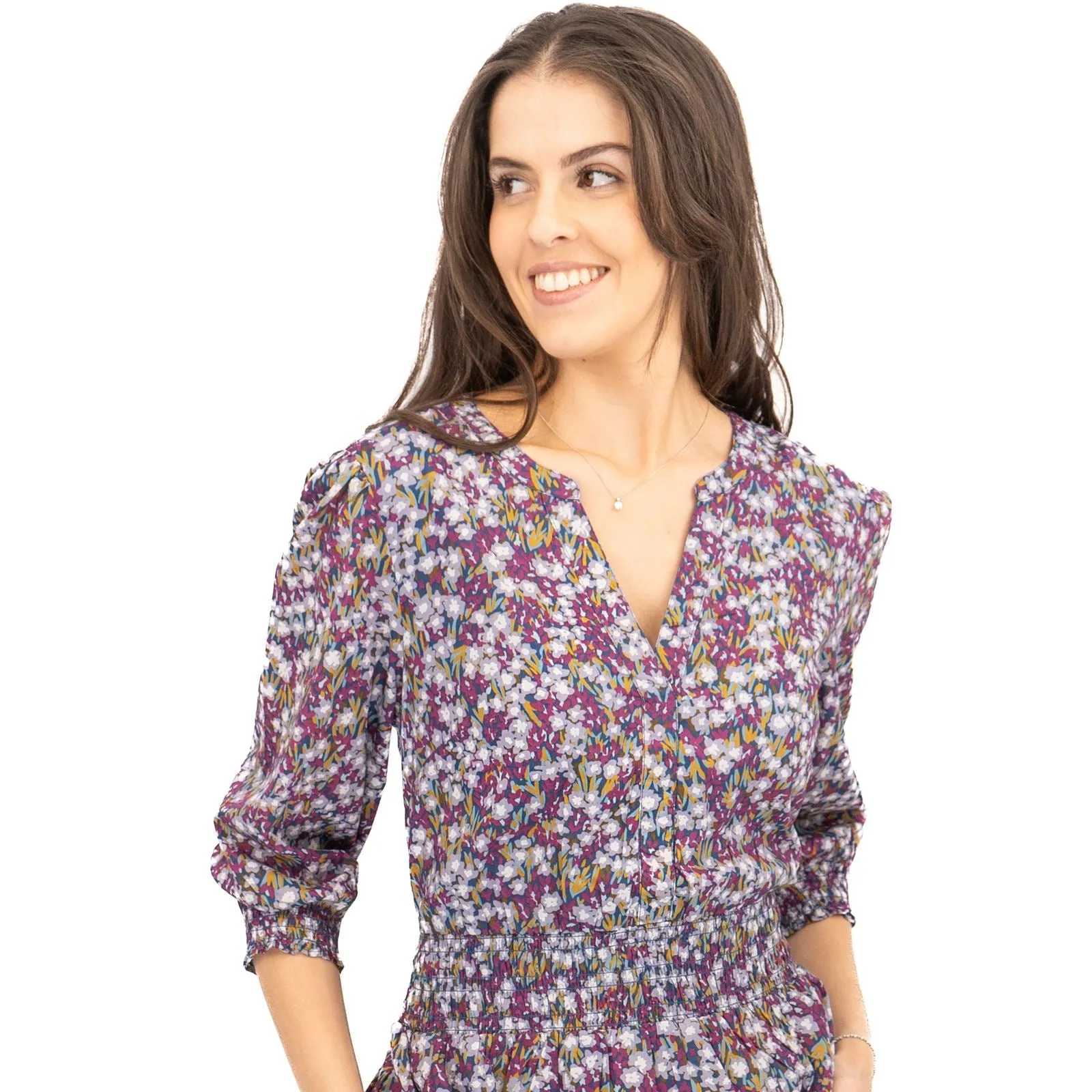 Seasalt Purple Fawn Dress Waisted Midi Organic Cotton