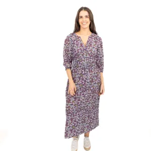 Seasalt Purple Fawn Dress Waisted Midi Organic Cotton