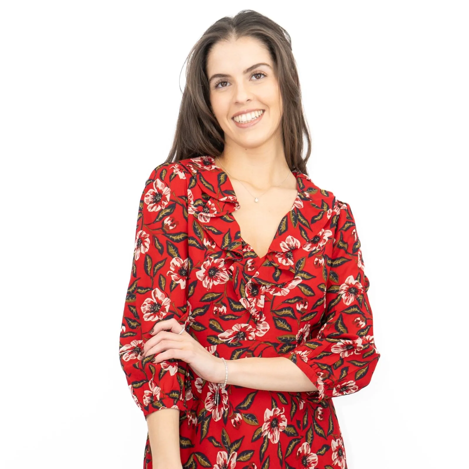 Seasalt Red Furled Flower Dress in Mary Rose Flo Print